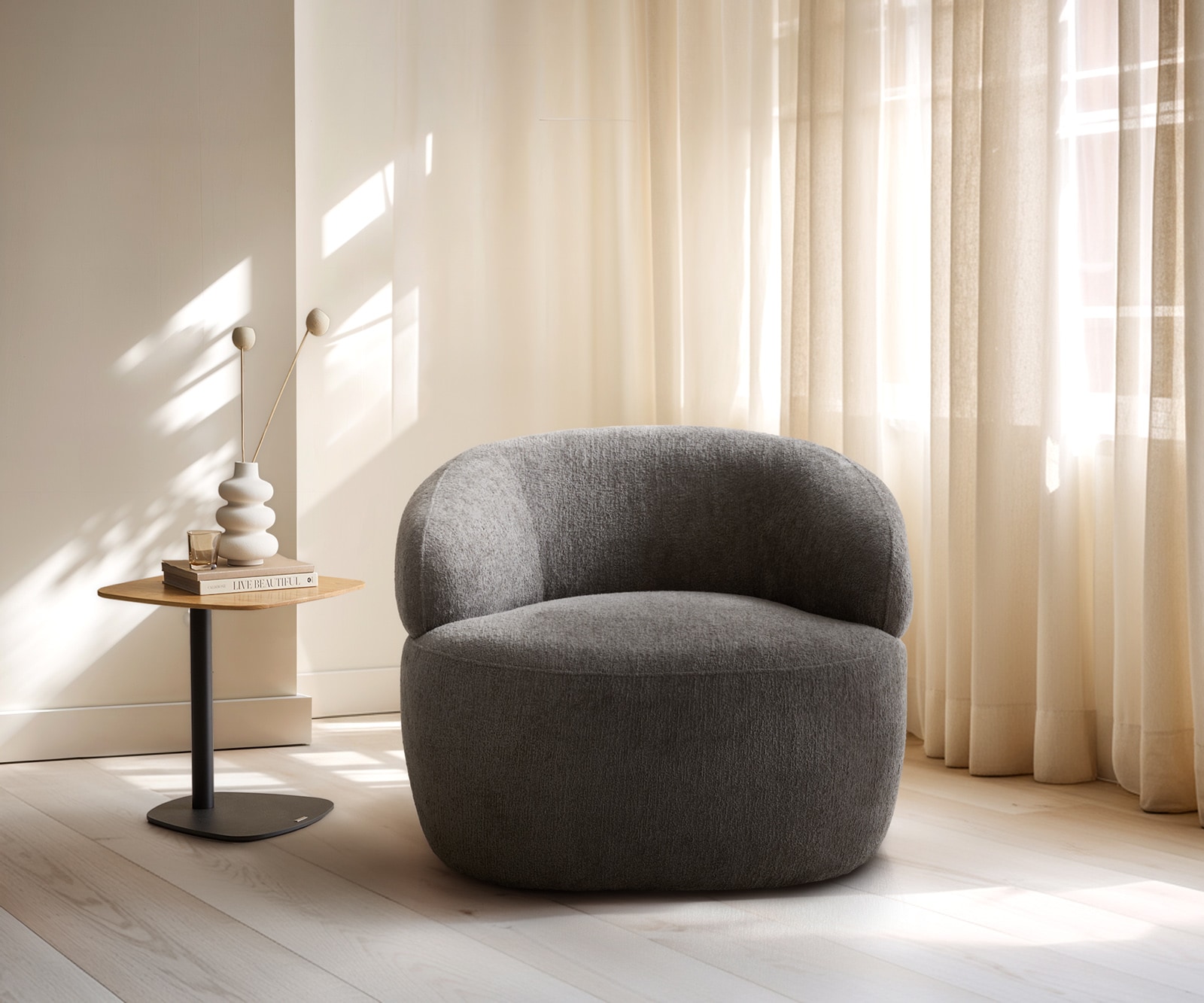 Loungesessel Nova 88x88 cm Bouclé Soft Schlamm 2 Loungesessel Nova 88x88 cm Bouclé Soft Schlamm 2