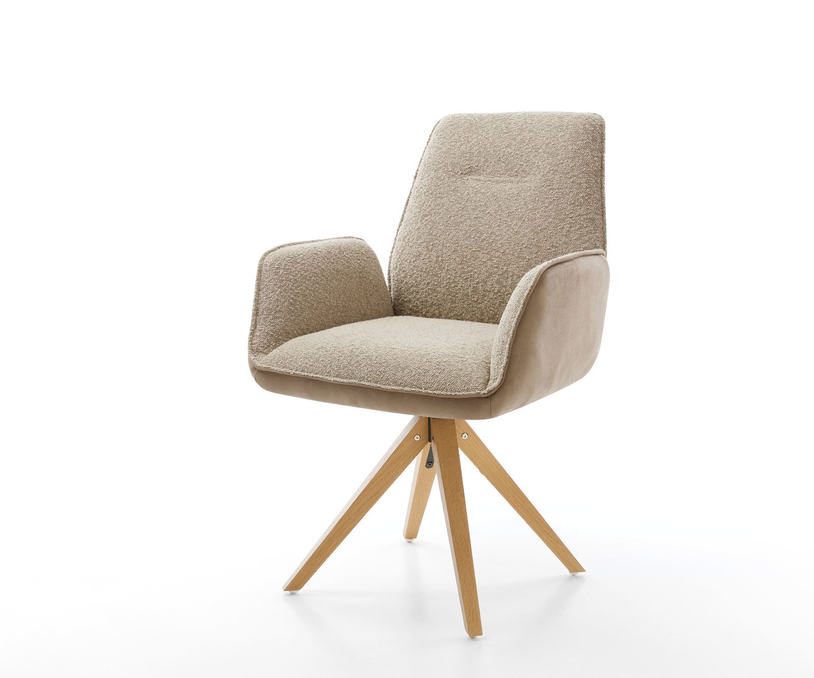 Drehstuhl Zoa-Flex Materialmix Schlamm Holzgestell kantig Weiß 180° drehbar Taschenfederkern Drehstuhl Zoa-Flex Materialmix Schlamm Holzgestell kantig Weiß 180° drehbar Taschenfederkern