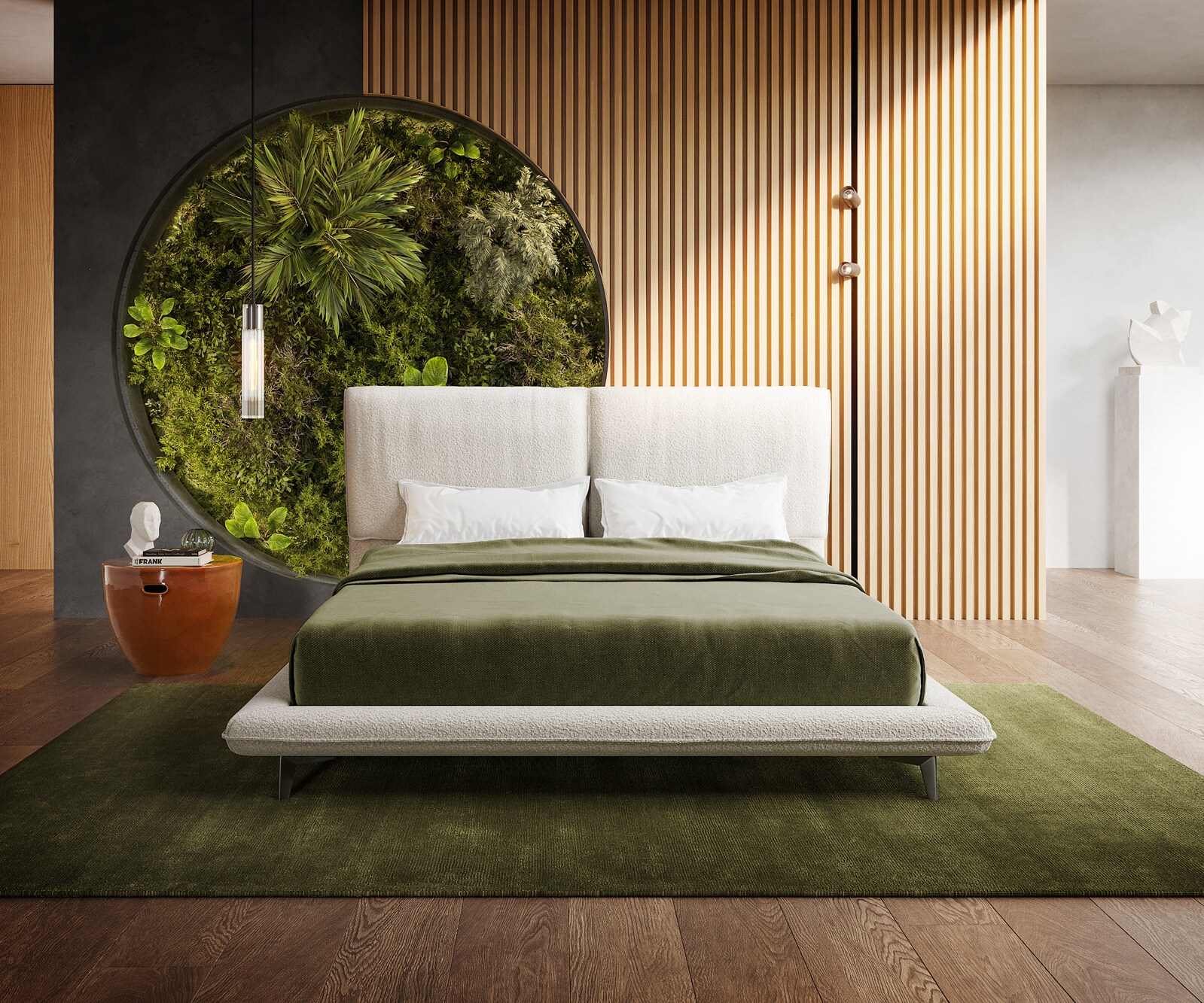 Polsterbettgestell Cusino 140x200 cm Bouclé Creme-Weiß 1
