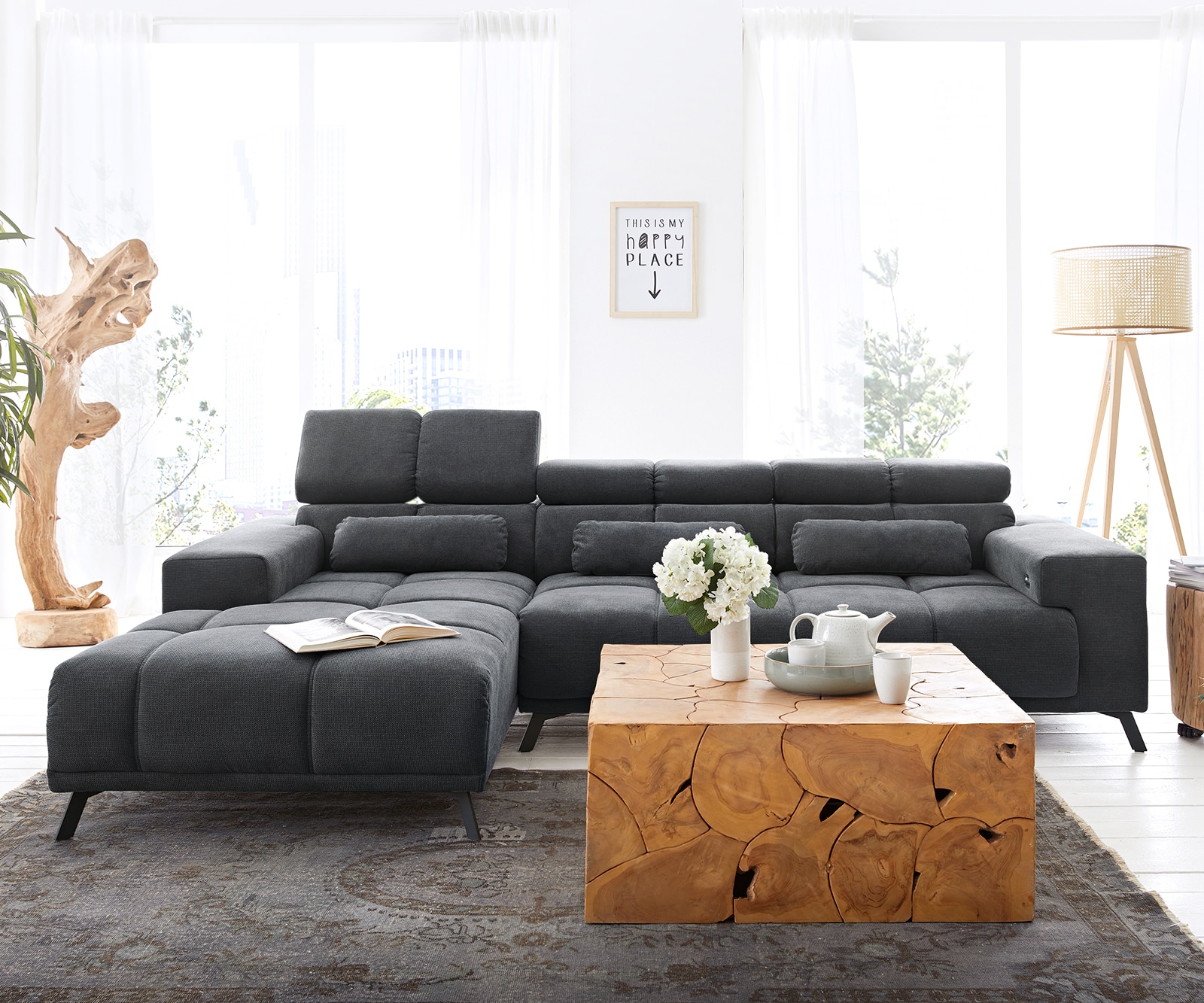Ecksofa Ordino 285x200 Mikrofaser Schwarz Ottomane links elektrische Sitztiefenverstellung 1 Ecksofa Ordino 285x200 Mikrofaser Schwarz Ottomane links elektrische Sitztiefenverstellung 1