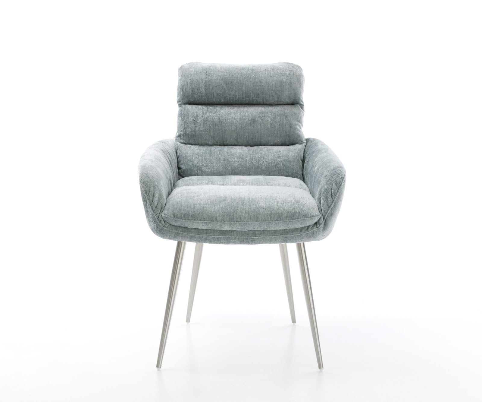 Esszimmerstuhl Abelia-Flex mit Armlehnen Chenille Pastellblau 4-Fuß konisch Edelstahl 2