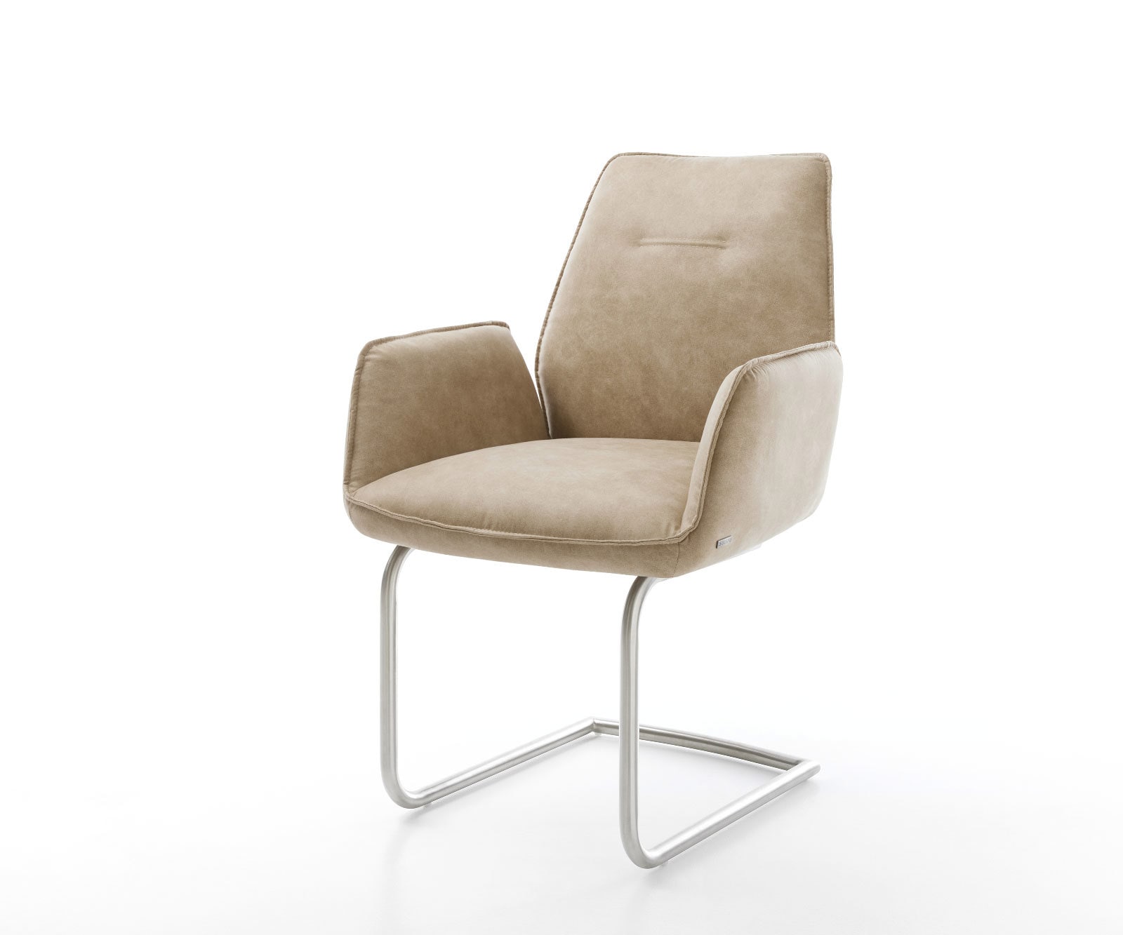 Freischwinger Zoa-Flex Mikrofaser Beige Vintage Freischwinger rund Edelstah günstig online kaufen