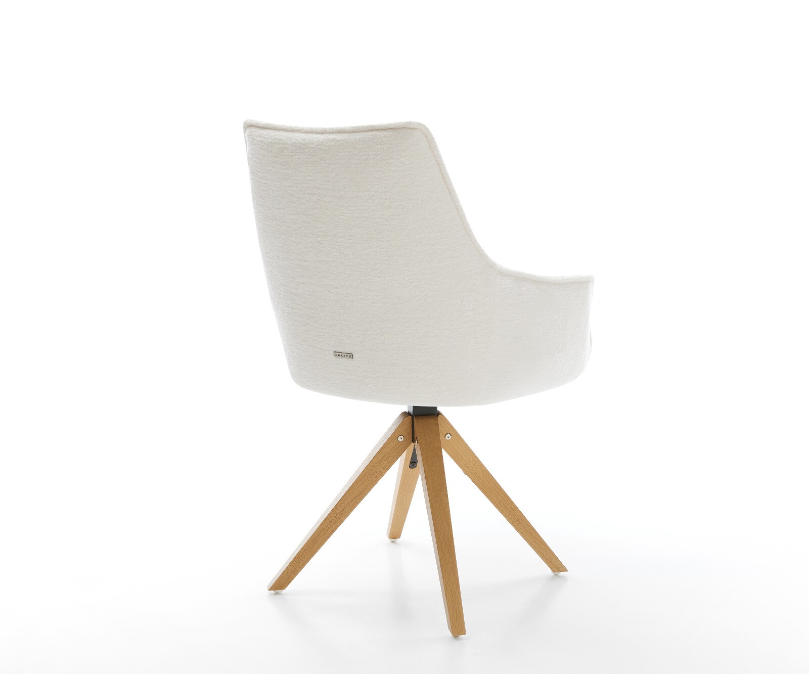 Drehstuhl Alja-Flex mit Armlehnen Bouclé Soft Beige Holzgestell kantig Natur 180° drehbar Taschenfederkern 4