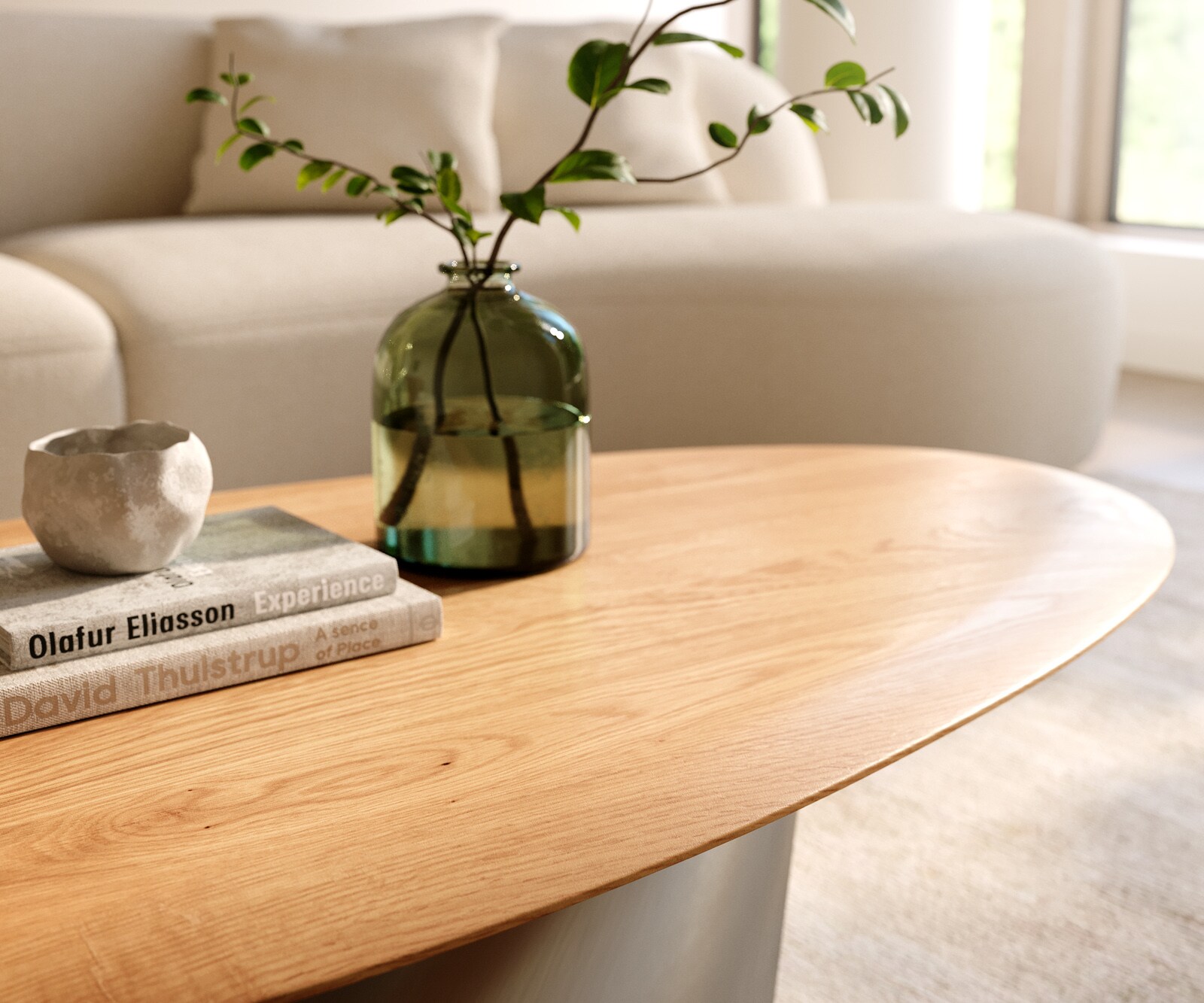 Couchtisch Edge Oval 140x75 cm Eiche Natur Runde Kante Conis Edelstahl gebürstet 5