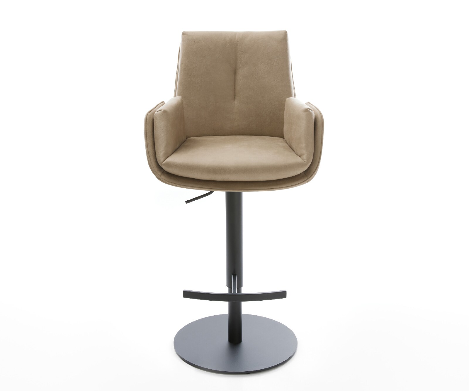 Barstuhl Clea-Flex Mikrofaser Beige Vintage Drehfuß höhenverstellbar Metall Schwarz 1