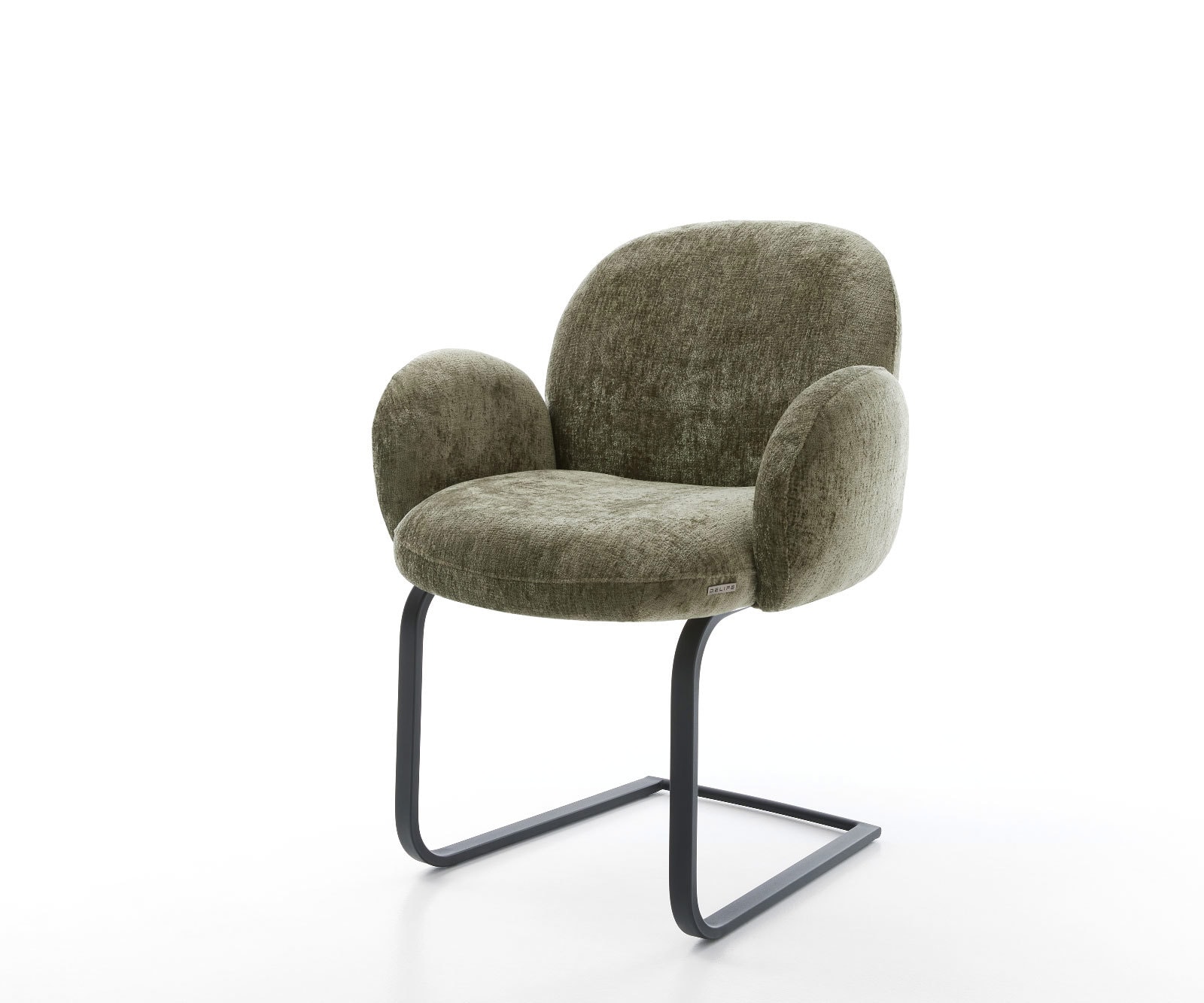 Freischwinger Nube-Flex mit Armlehnen Chenille Olive Freischwinger flach Schwarz Taschenfederkern Freischwinger Nube-Flex mit Armlehnen Chenille Olive Freischwinger flach Schwarz Taschenfederkern