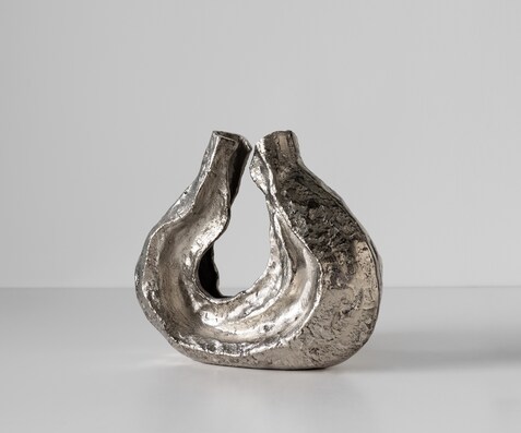 Skulptur Nexora B40 x T15 x H33 cm Aluminium Platin Handgemacht