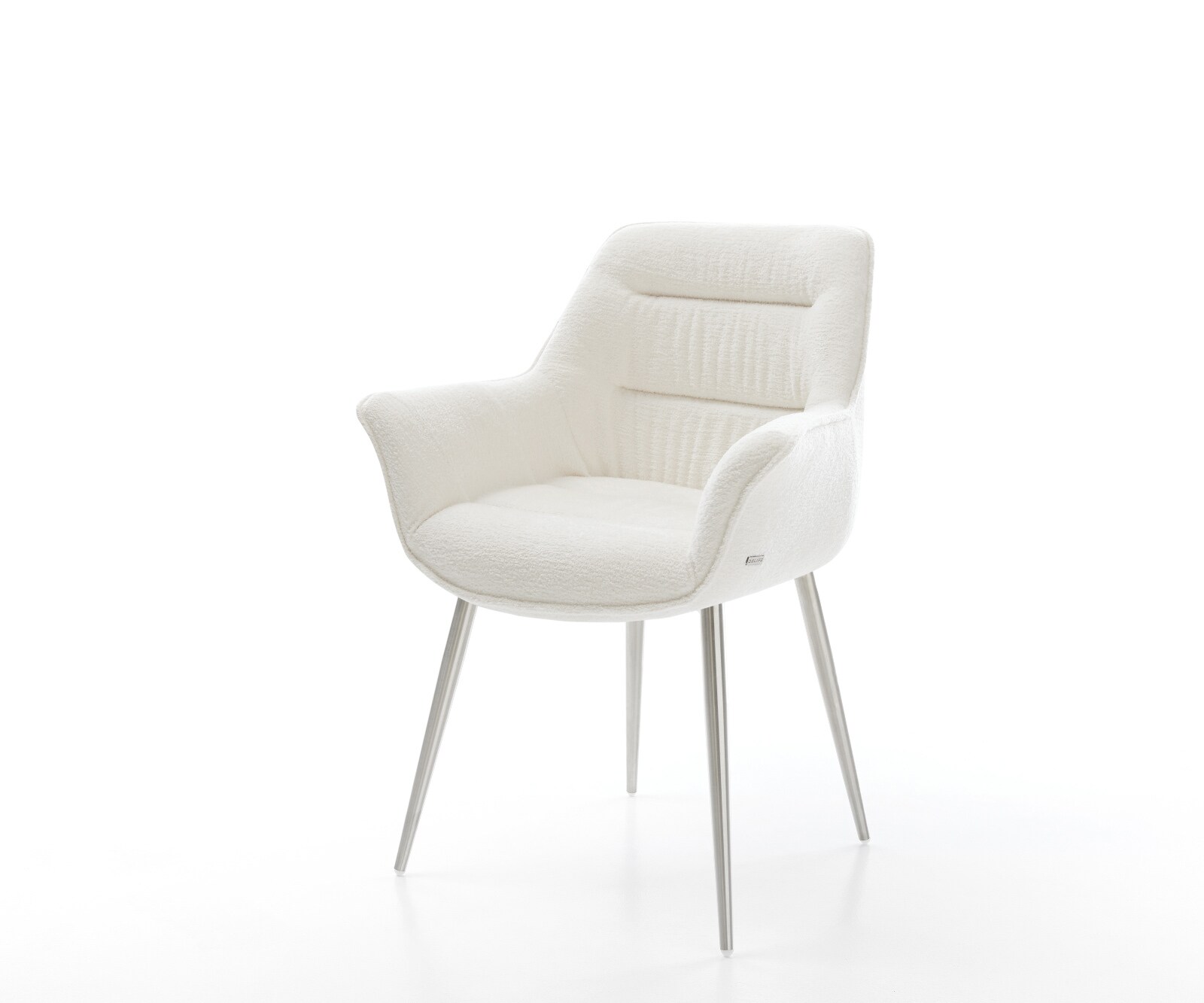 Esszimmerstuhl Kaira-Flex Bouclé Soft Beige 4-Fuß konisch Edelstahl 1