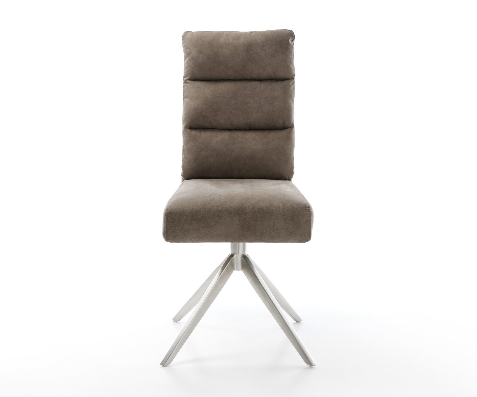 Drehstuhl Pela-Flex Mikrofaser Taupe Vintage Kreuzgestell breit Edelstahl 360° drehbar Wippfunktion Taschenfederkern 1