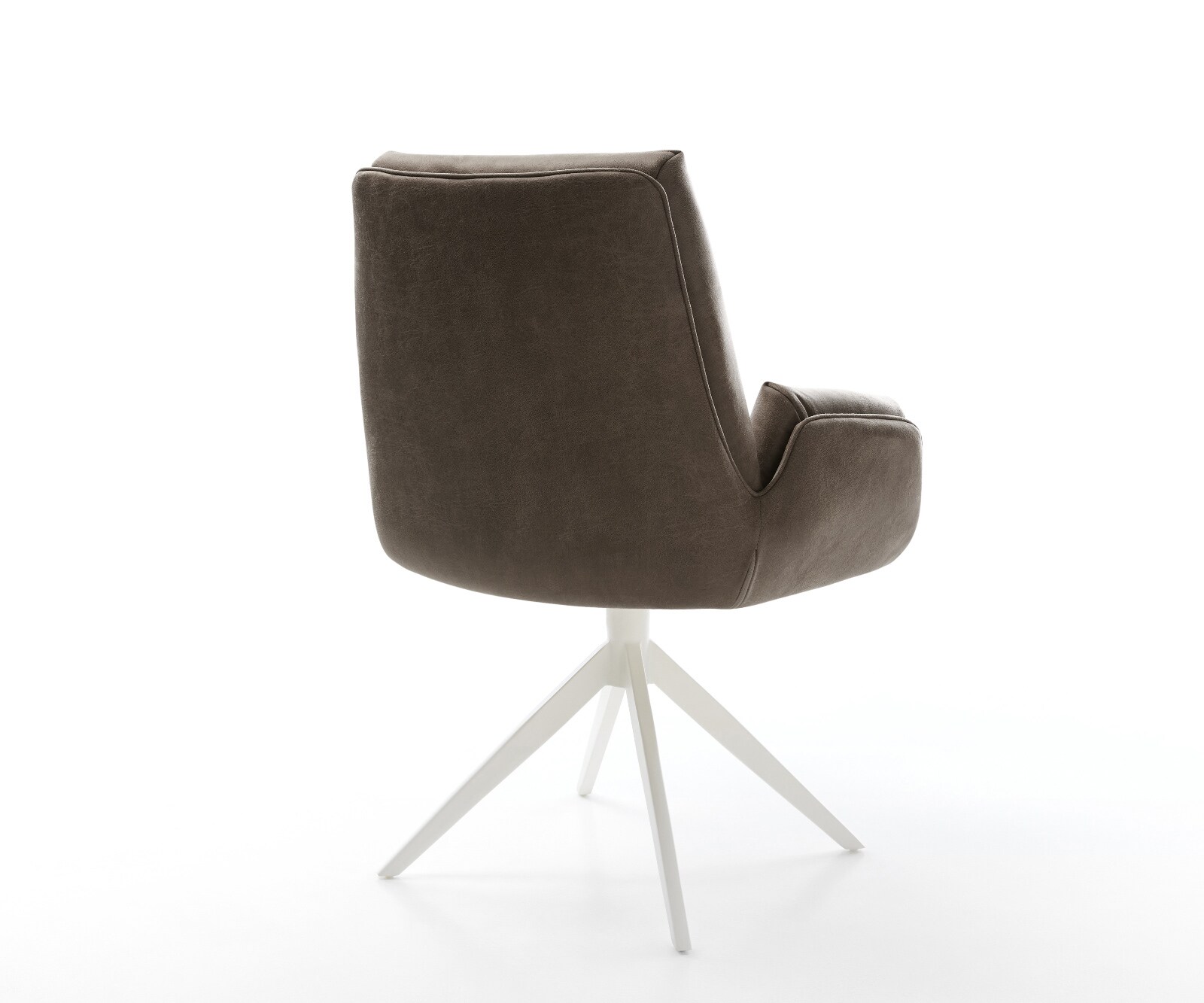 Drehstuhl Clea-Flex Mikrofaser Taupe Vintage Kreuzgestell breit Weiß 360° drehbar Wippfunktion 5