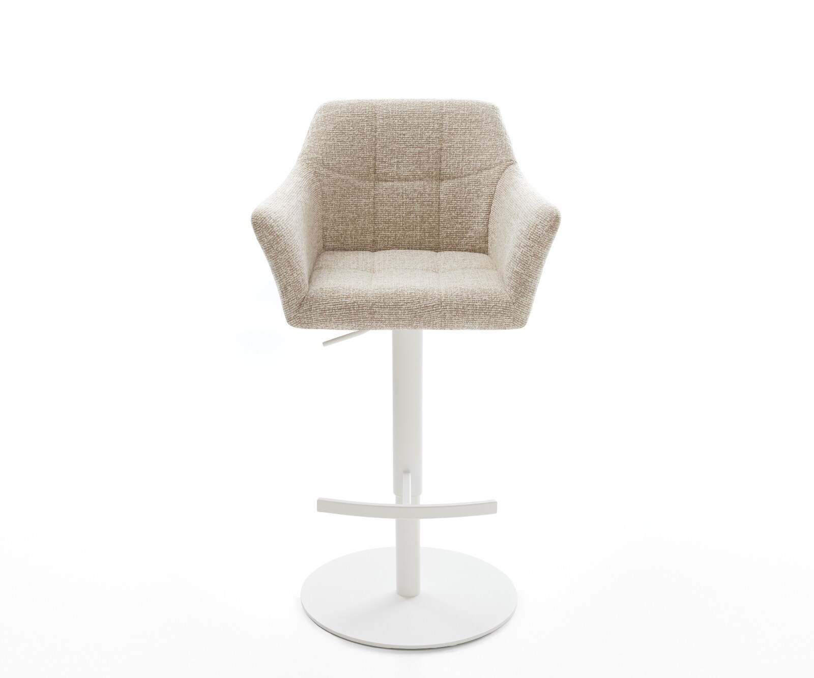 Barstuhl Yulo-Flex Webstoff Soft Beige Drehfuß höhenverstellbar Metall Weiß 2