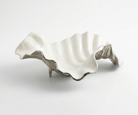 Schale Almira B49 x T45 x H18 cm Aluminium Platin Opal Handgemacht