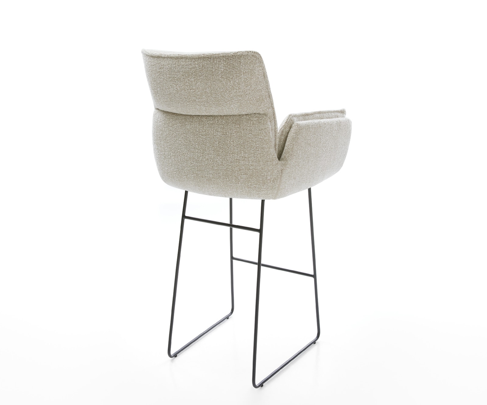 Barstuhl Nela-Flex Webstoff Soft Beige Kufengestell Metall Schwarz 5