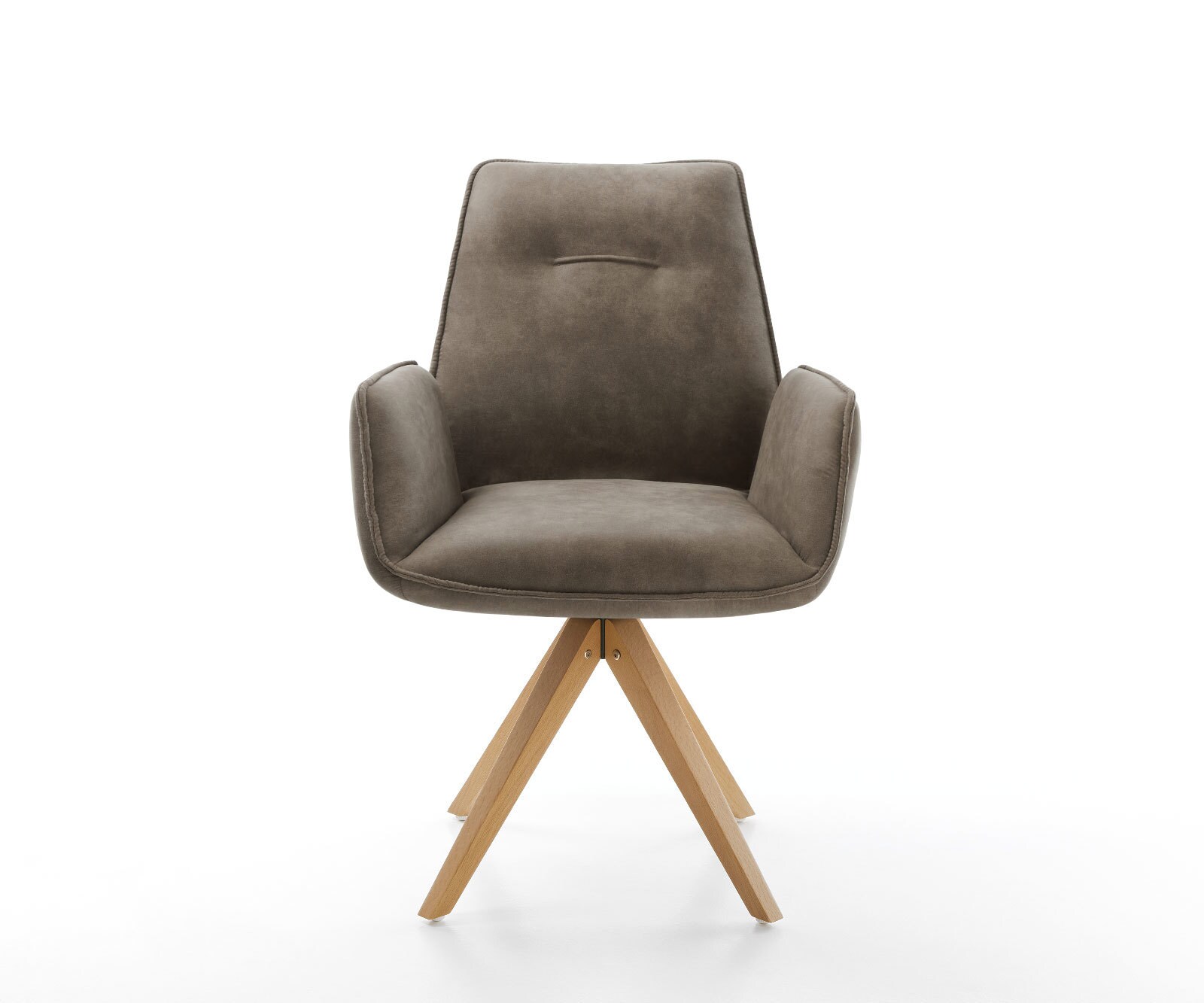 Esszimmerstuhl Zoa-Flex Mikrofaser Taupe Vintage Holzgestell kantig Natur Taschenfederkern 1