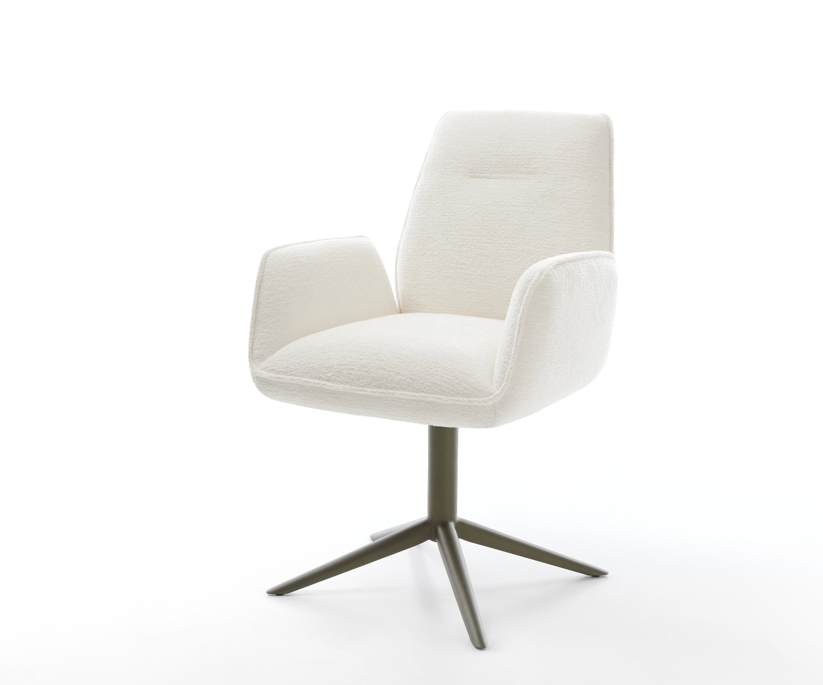 Drehstuhl Zoa-Flex Bouclé Soft Beige Fußkreuz Effektfinish Titan 360° drehbar Wippfunktion Taschenfederkern