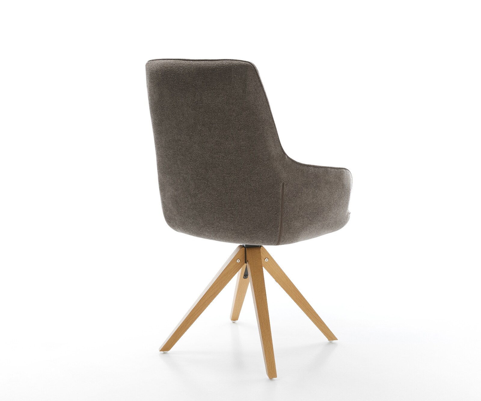 Drehstuhl Zelia-Flex mit Armlehnen Strukturstoff Soft Taupe Holzgestell kantig Natur 180° drehbar Taschenfederkern 5