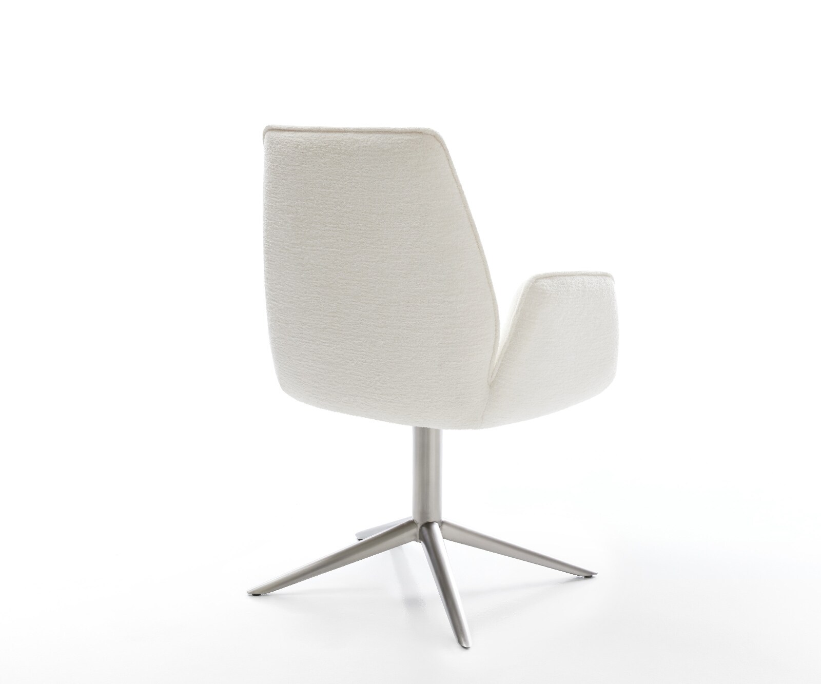 Drehstuhl Zoa-Flex Bouclé Soft Beige Fußkreuz Edelstahl 360° drehbar Wippfunktion Taschenfederkern 5