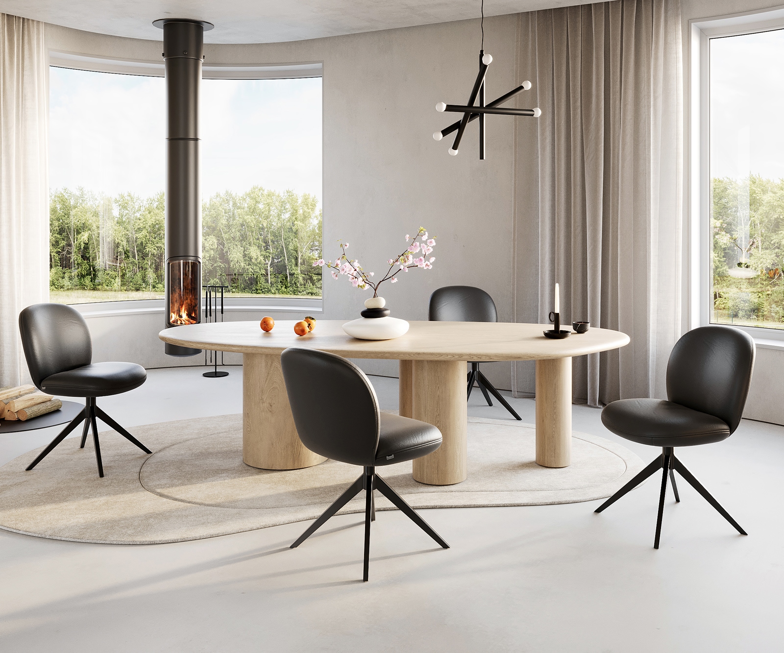 Drehstuhl Nube-Flex Echt-Leder Schwarz Kreuzgestell breit Schwarz 360° drehbar Taschenfederkern 3 Drehstuhl Nube-Flex Echt-Leder Schwarz Kreuzgestell breit Schwarz 360° drehbar Taschenfederkern 3