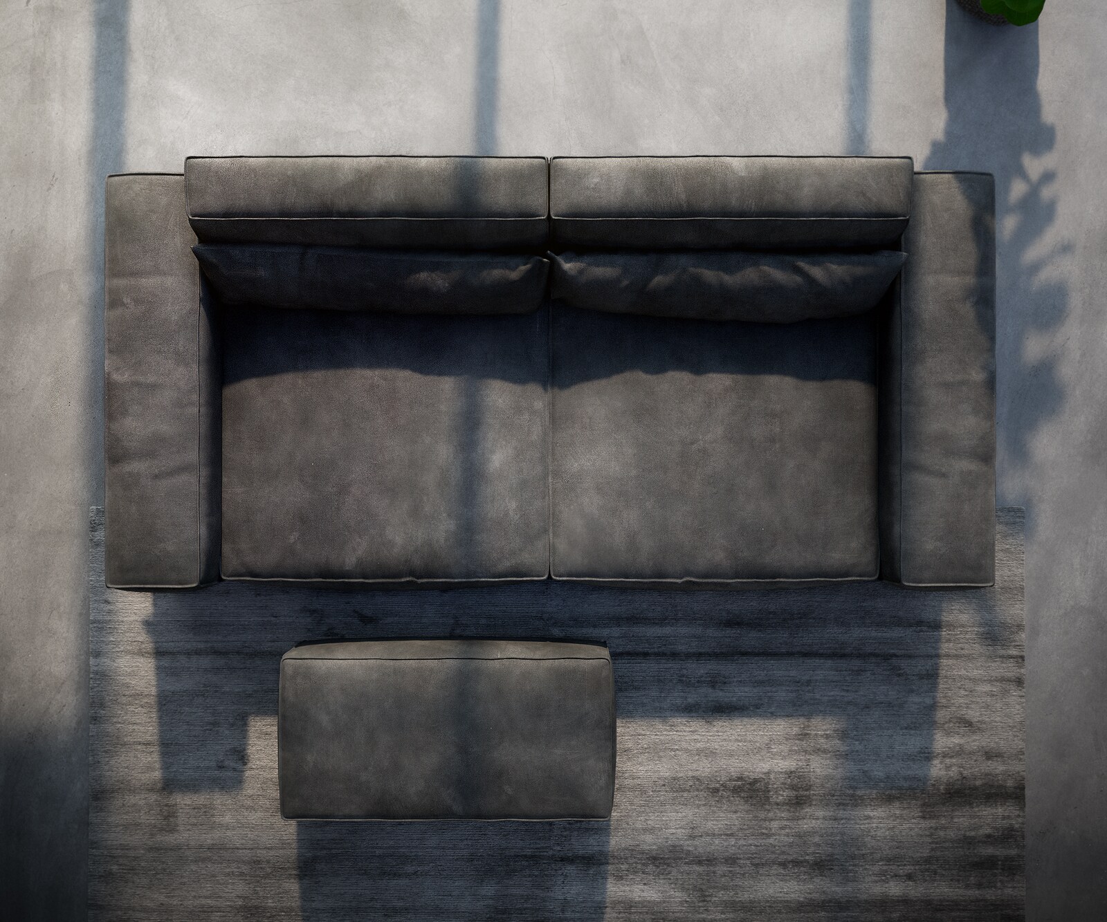 Big-Sofa Sirpio XL 270x130 cm Lederimitat Vintage Anthrazit mit Hocker 3