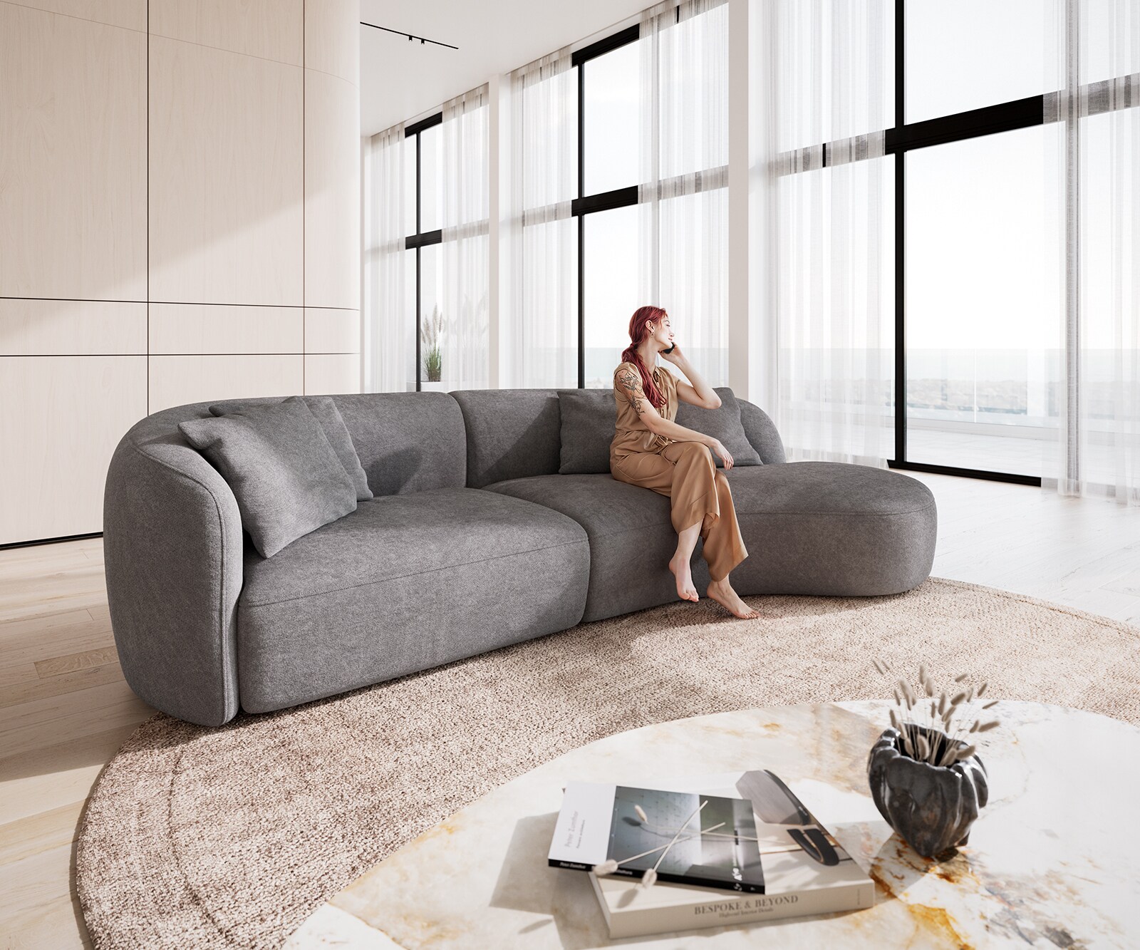 Sofa Mairi 330x160 cm Mikrofaser Grau 2