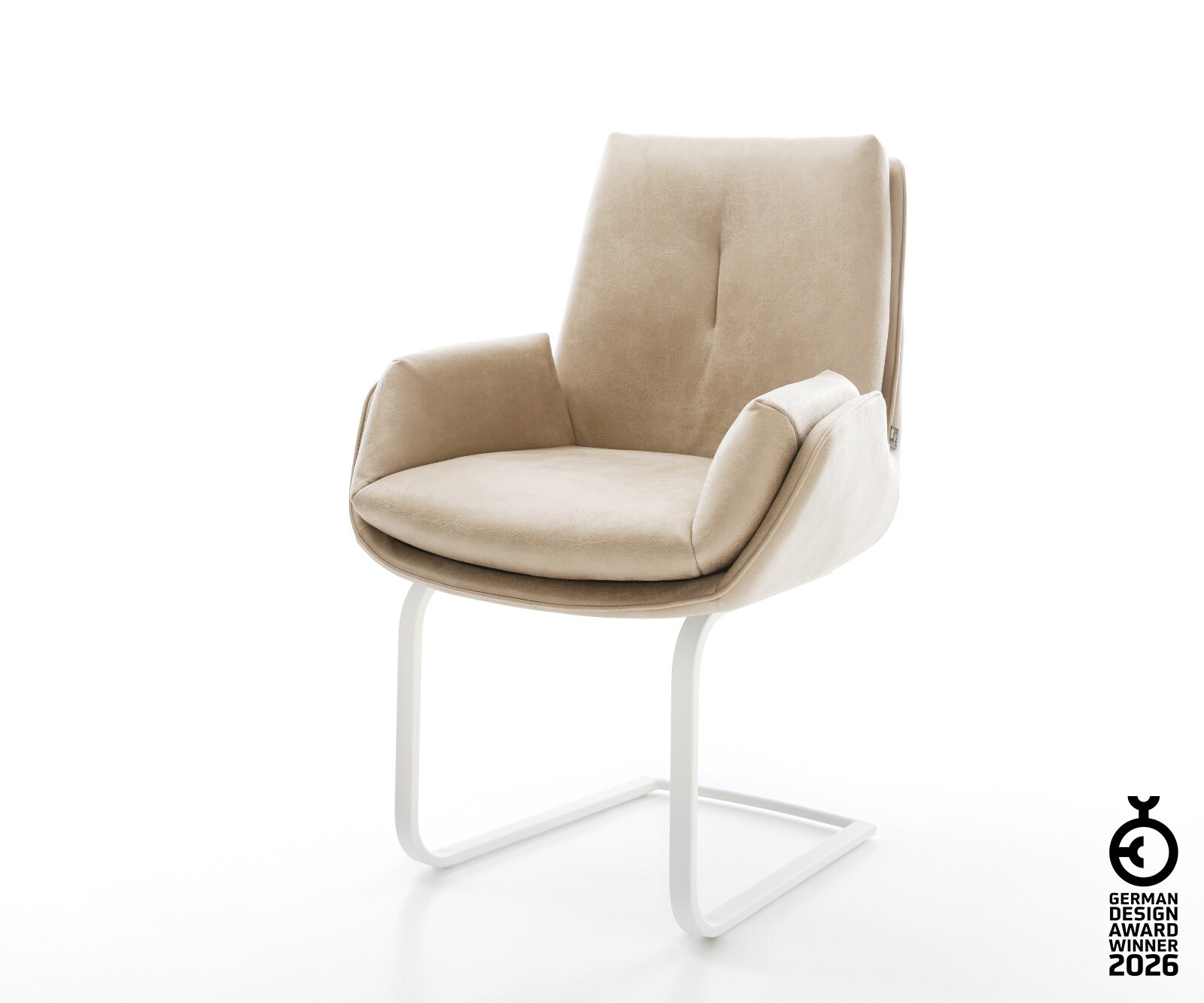 Freischwinger Clea-Flex Mikrofaser Beige Vintage Freischwinger flach Weiß