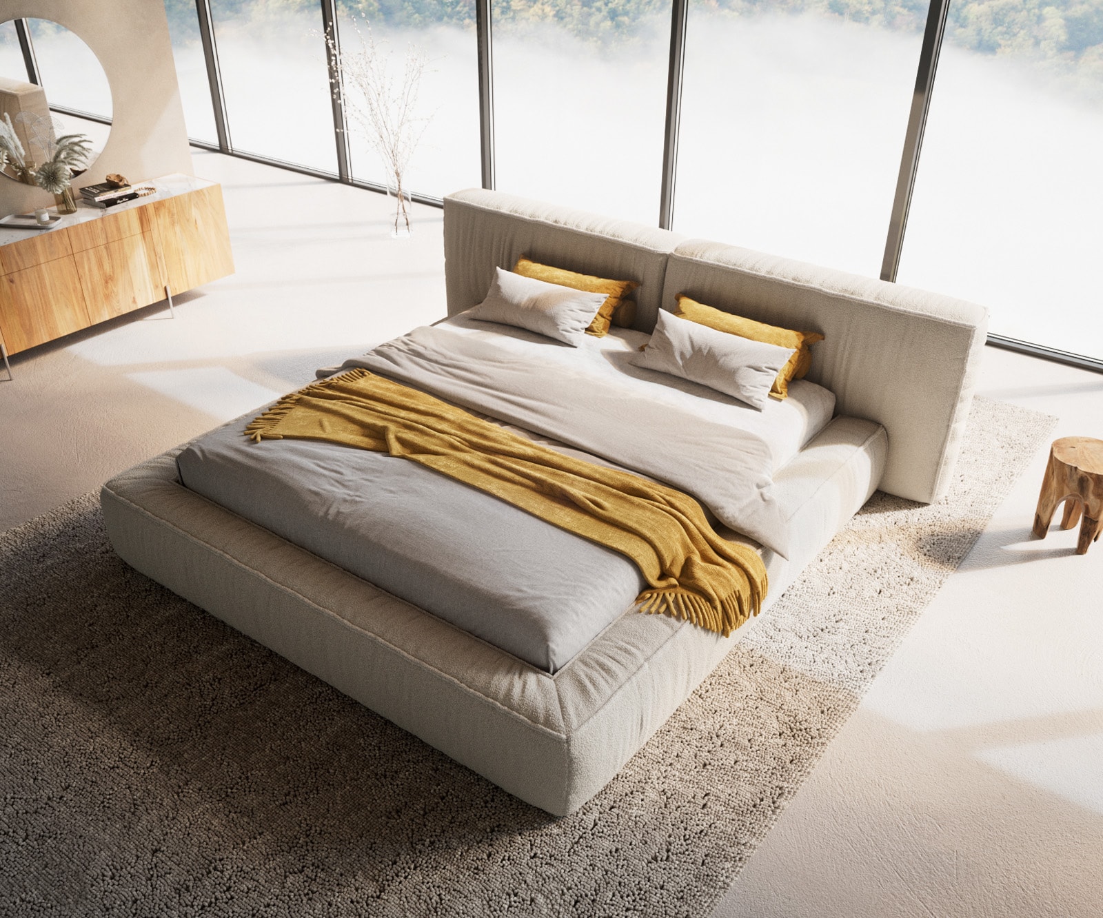 Polsterbettgestell Coperti 180x200 cm Bouclé Creme-Weiß 1 Polsterbettgestell Coperti 180x200 cm Bouclé Creme-Weiß 1