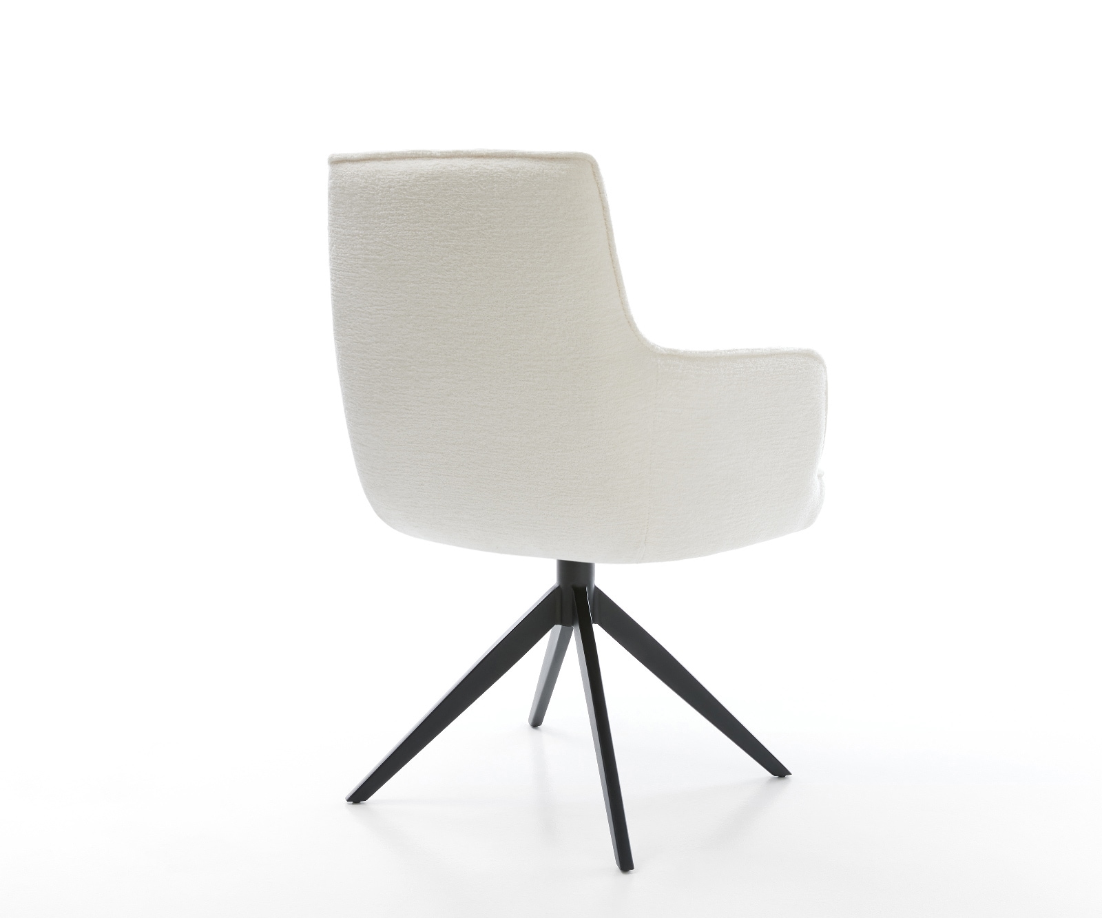 Drehstuhl Heira-Flex mit Armlehnen Bouclé Soft Beige Kreuzgestell breit Schwarz 360° drehbar Wippfunktion Taschenfederkern 4