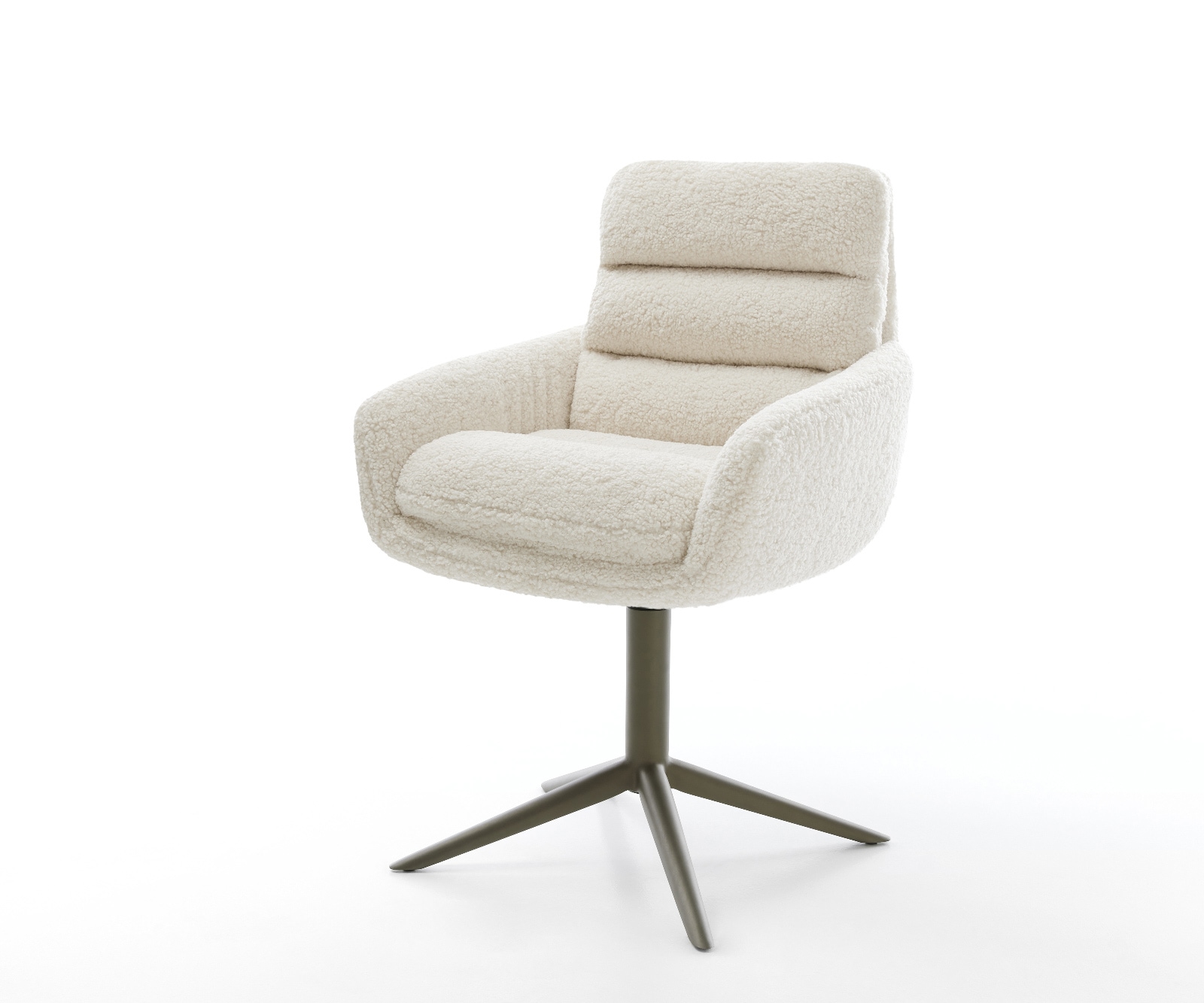 Drehstuhl Abelia-Flex mit Armlehnen Teddystoff Beige Fußkreuz Effektfinish Titan 360° drehbar Wippfunktion