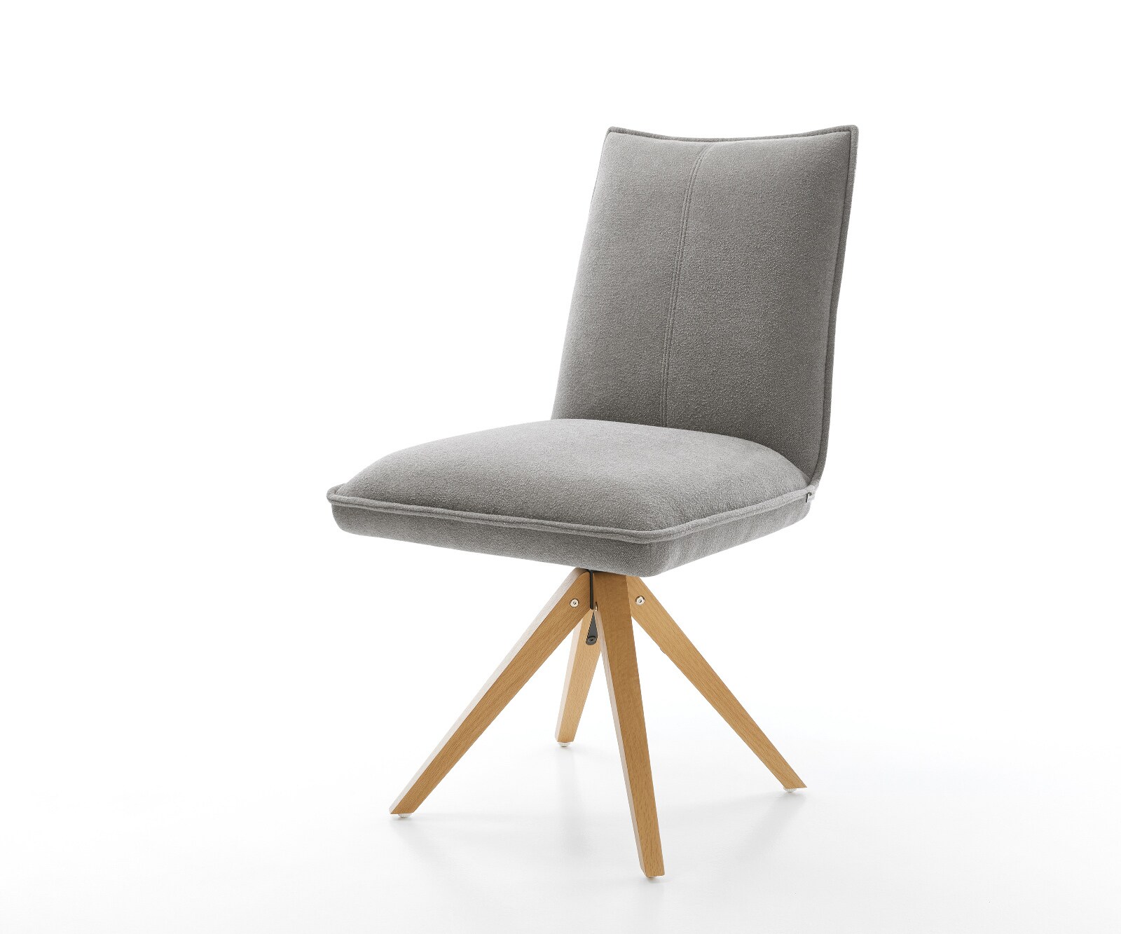 Drehstuhl Lelio-Flex Strukturstoff Soft Grau Holzgestell kantig Natur 180° günstig online kaufen