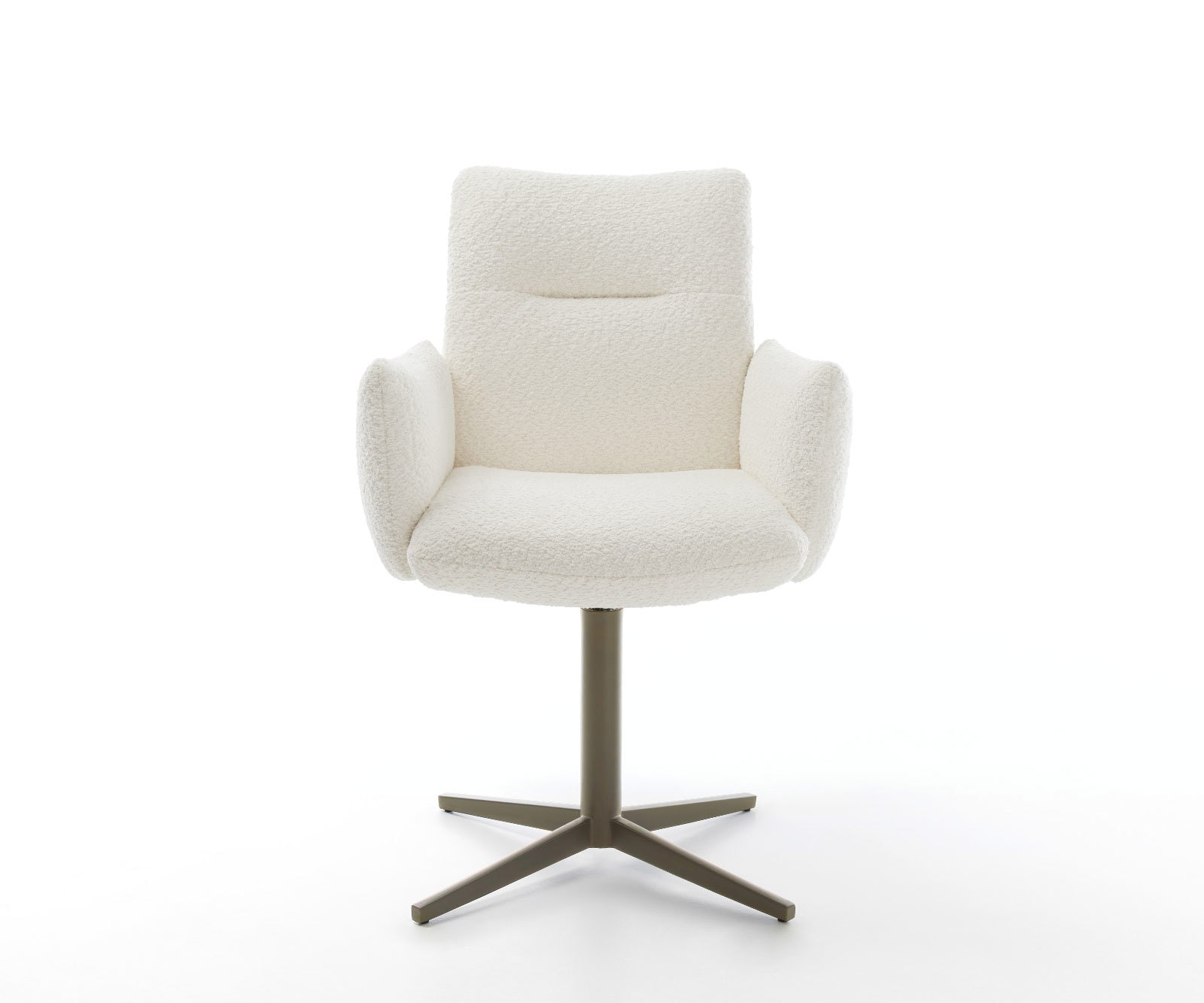 Drehstuhl Jova-Flex mit Armlehnen Bouclé Weiß Fußkreuz Effektfinish Titan 360° drehbar Taschenfederkern 1