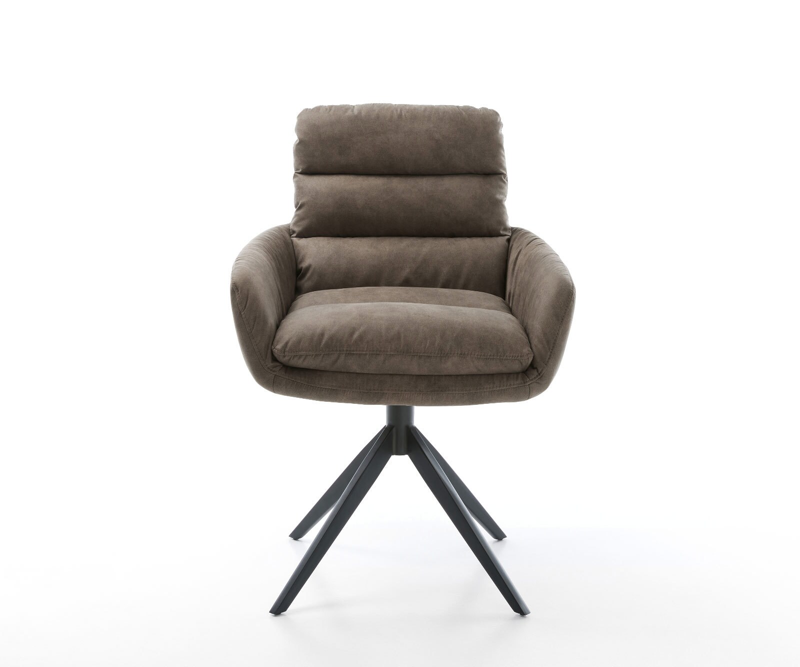 Drehstuhl Abelia-Flex mit Armlehnen Mikrofaser Taupe Vintage Kreuzgestell breit Schwarz 360° drehbar Wippfunktion 1