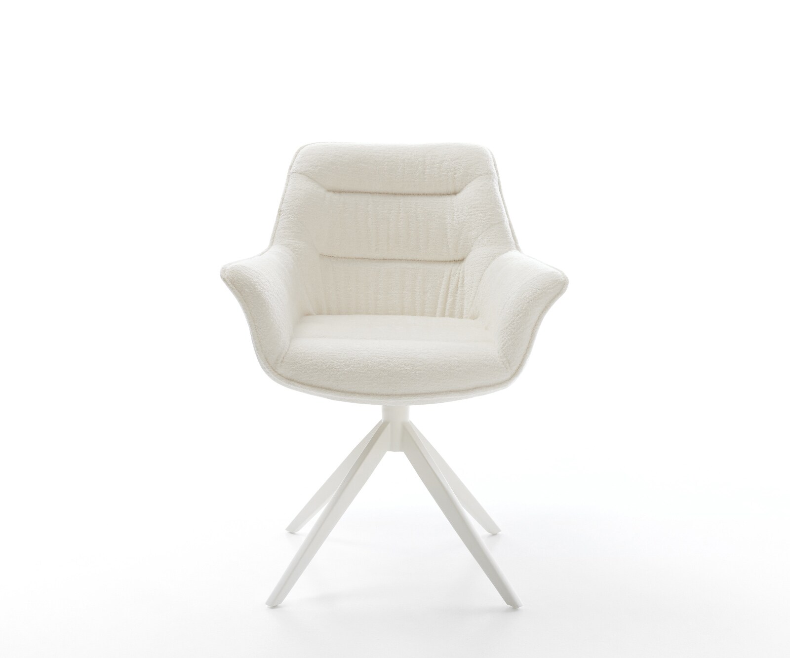 Drehstuhl Kaira-Flex Bouclé Soft Beige Kreuzgestell breit Weiß 360° drehbar Wippfunktion 2