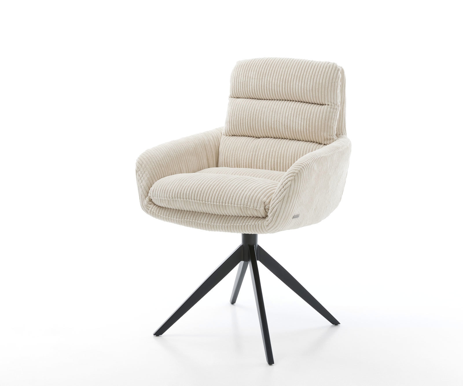 Esszimmerstuhl Abelia-Flex mit Armlehnen Cord Beige Kreuzgestell breit Schw günstig online kaufen
