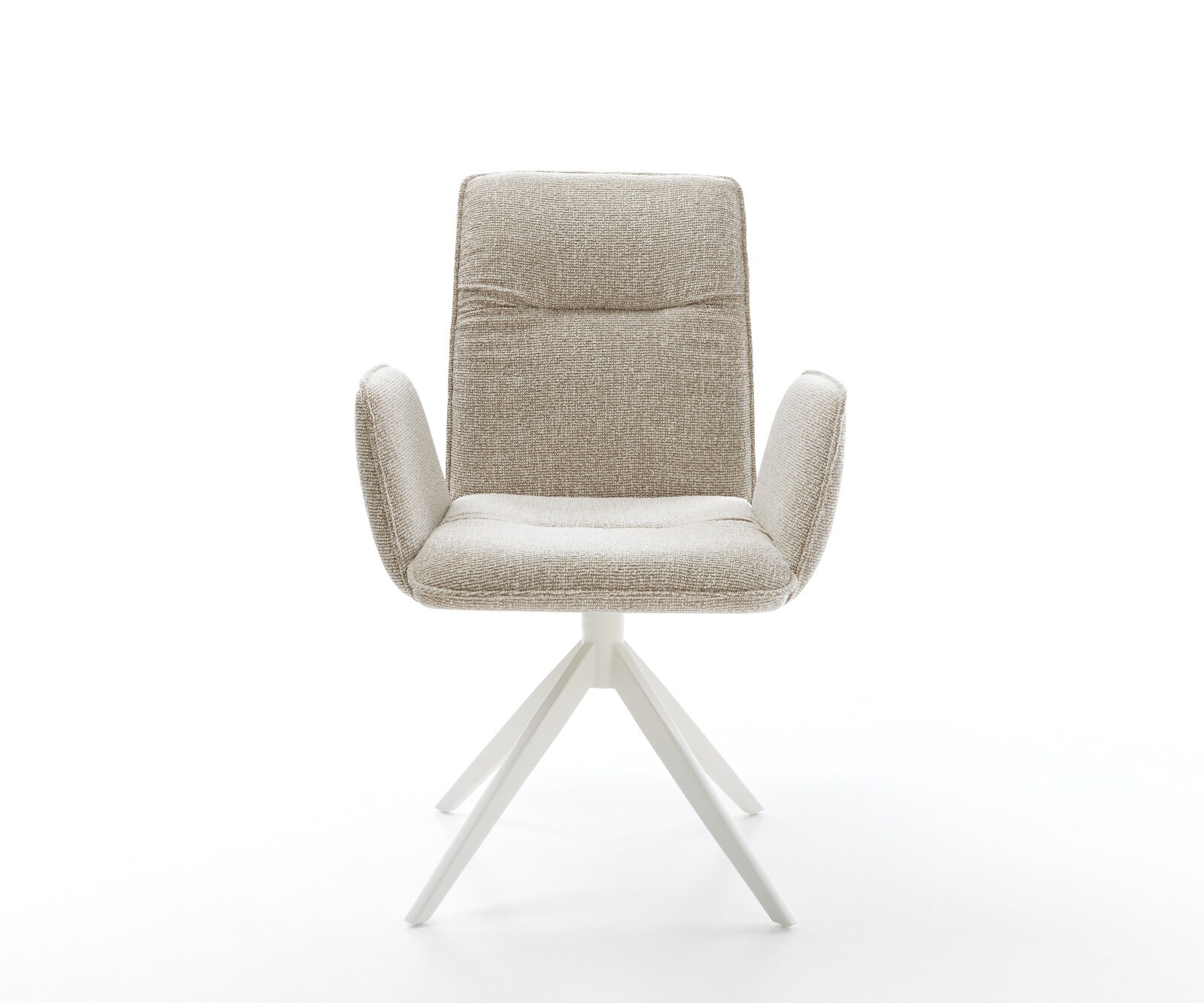Drehstuhl Vinja-Flex Webstoff Soft Beige Kreuzgestell breit Weiß 360° drehbar Wippfunktion 1