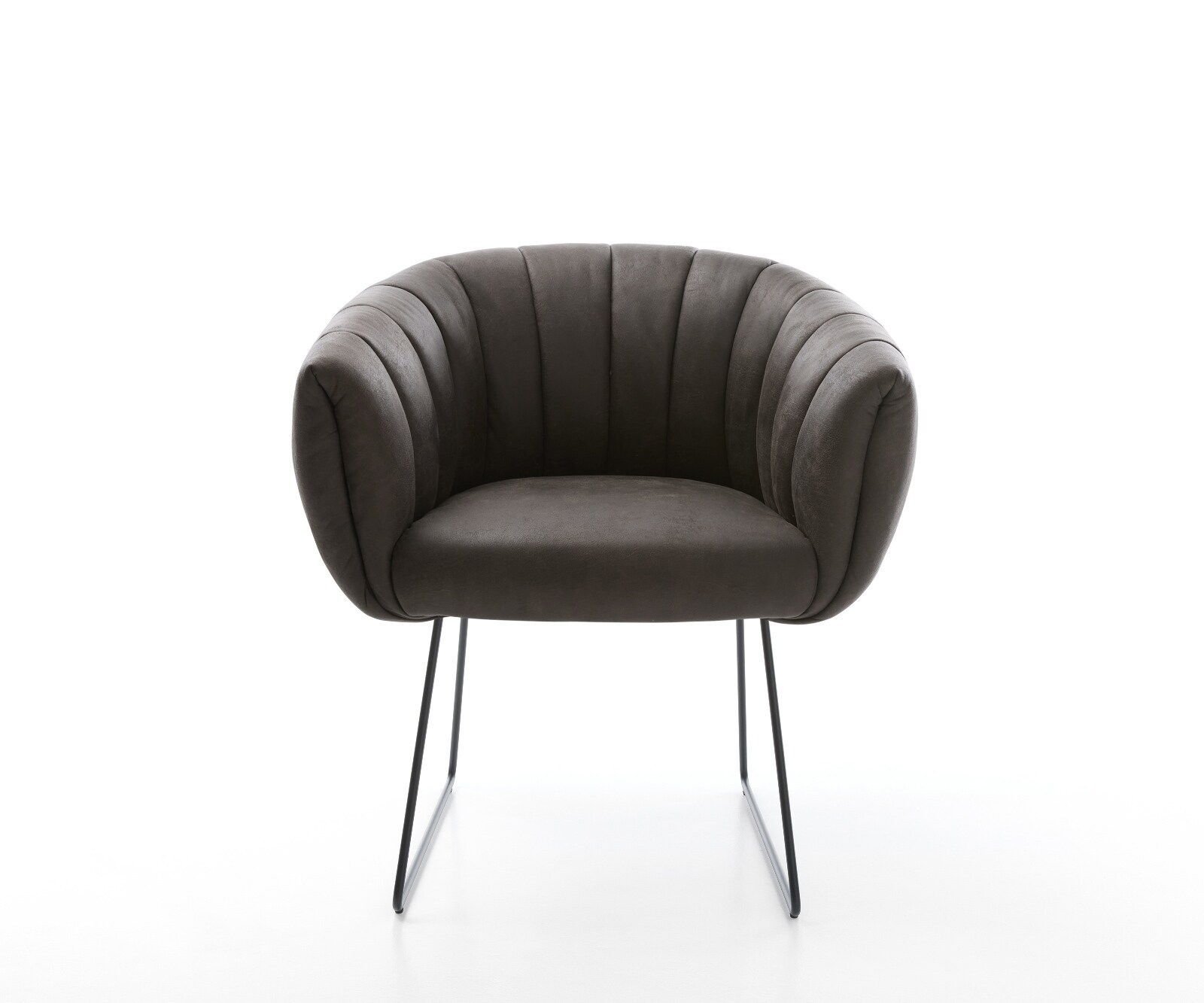 Esszimmerstuhl Jada-Flex Mikrofaser Anthrazit Vintage Kufengestell Schwarz Taschenfederkern 1