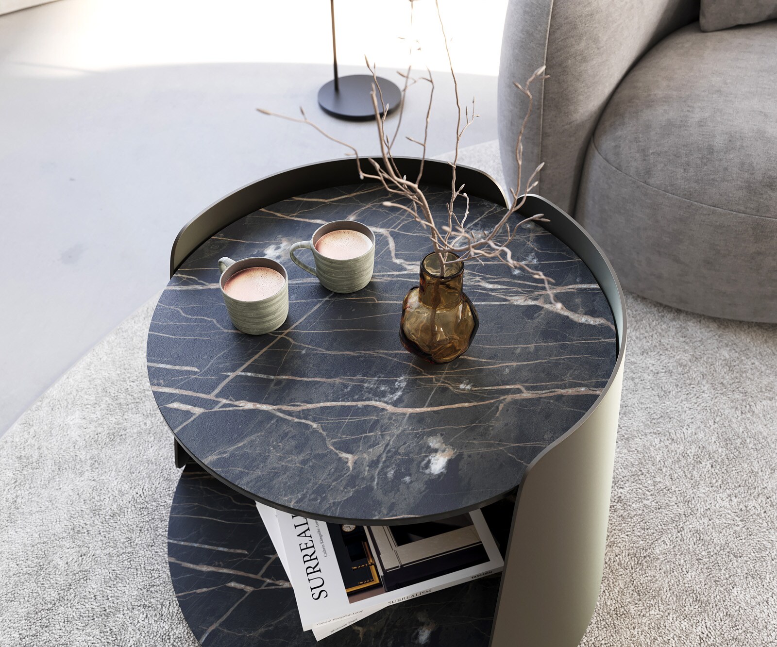 Couchtisch Daban 59x59 cm Keramik Laminam®Noir Desir Braun Gestell Metall Titanfarbig 5