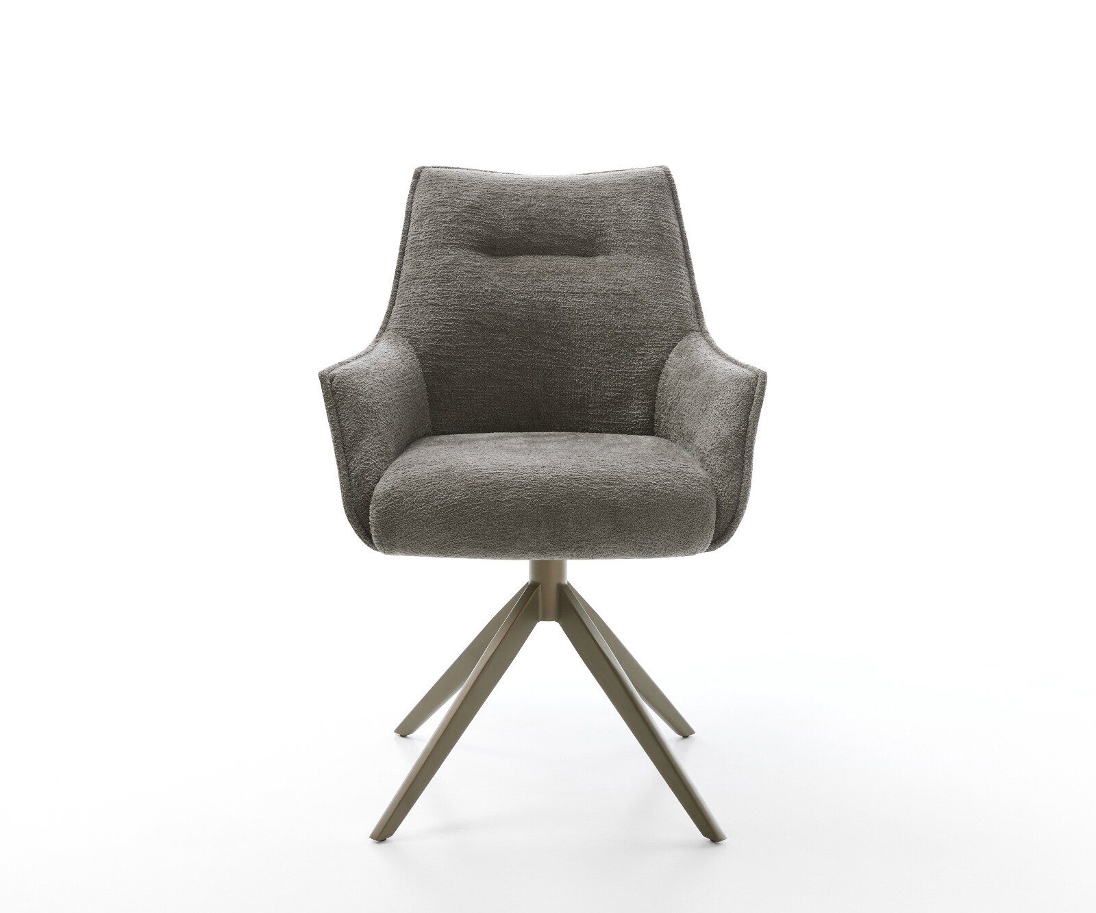 Drehstuhl Alja-Flex mit Armlehnen Bouclé Soft Schlamm Kreuzgestell breit Effektfinish Titan 360° drehbar Wippfunktion Taschenfederkern 1
