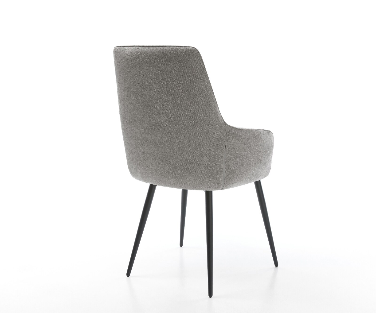 Esszimmerstuhl Zelia-Flex mit Armlehnen Strukturstoff Soft Grau 4-Fuß konisch Schwarz Taschenfederkern 5