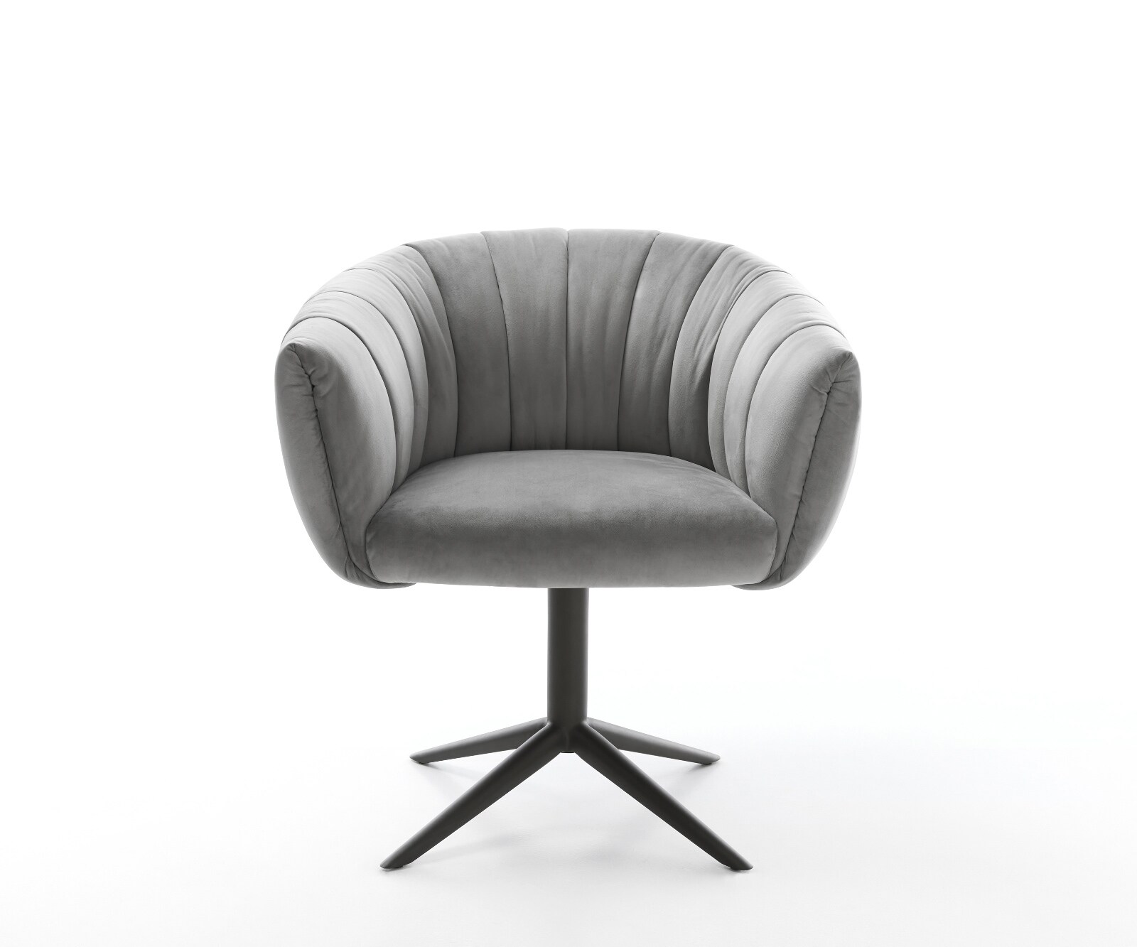 Drehstuhl Jada-Flex Samt Grau Fußkreuz Schwarz 360° drehbar Wippfunktion Taschenfederkern 2