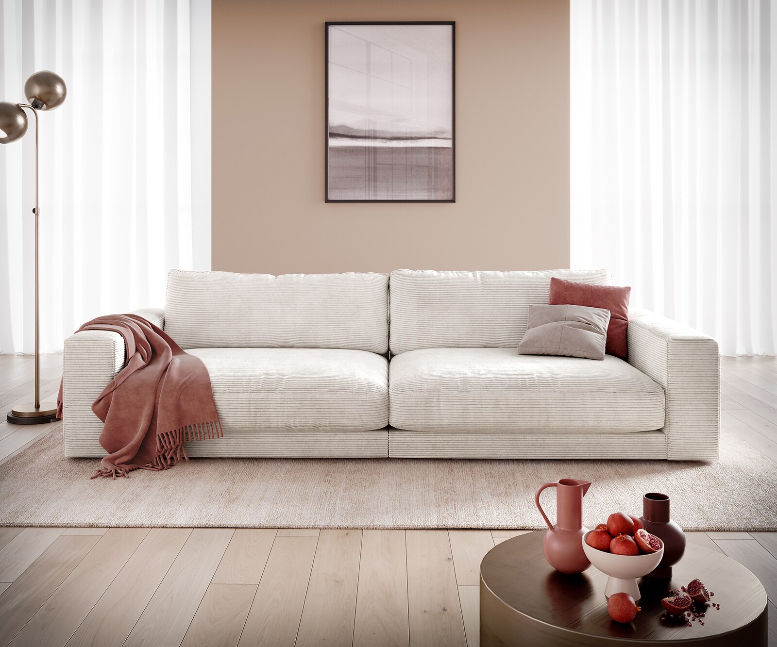 Big-Sofa Cubico 290x120 cm Cord Beige 2