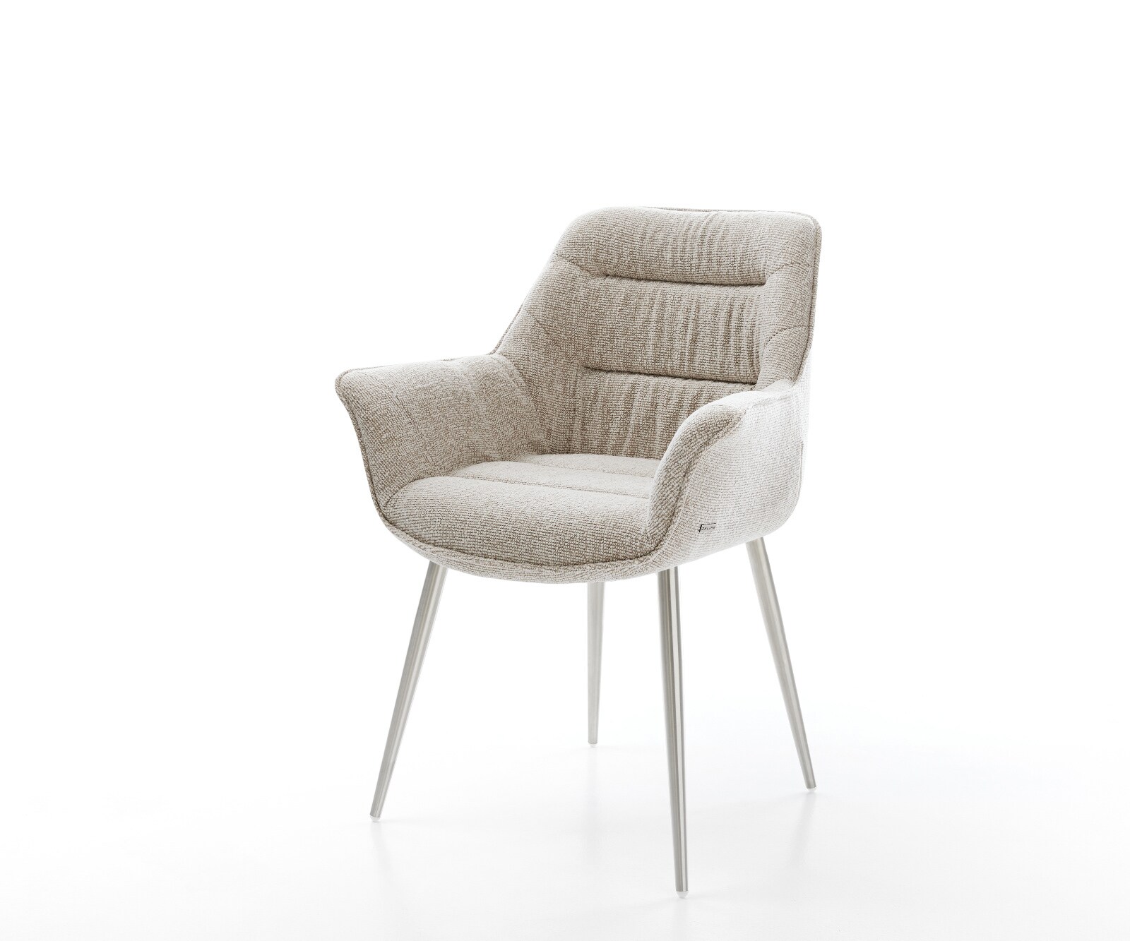 Esszimmerstuhl Kaira-Flex Webstoff Soft Beige 4-Fuß konisch Edelstahl 1