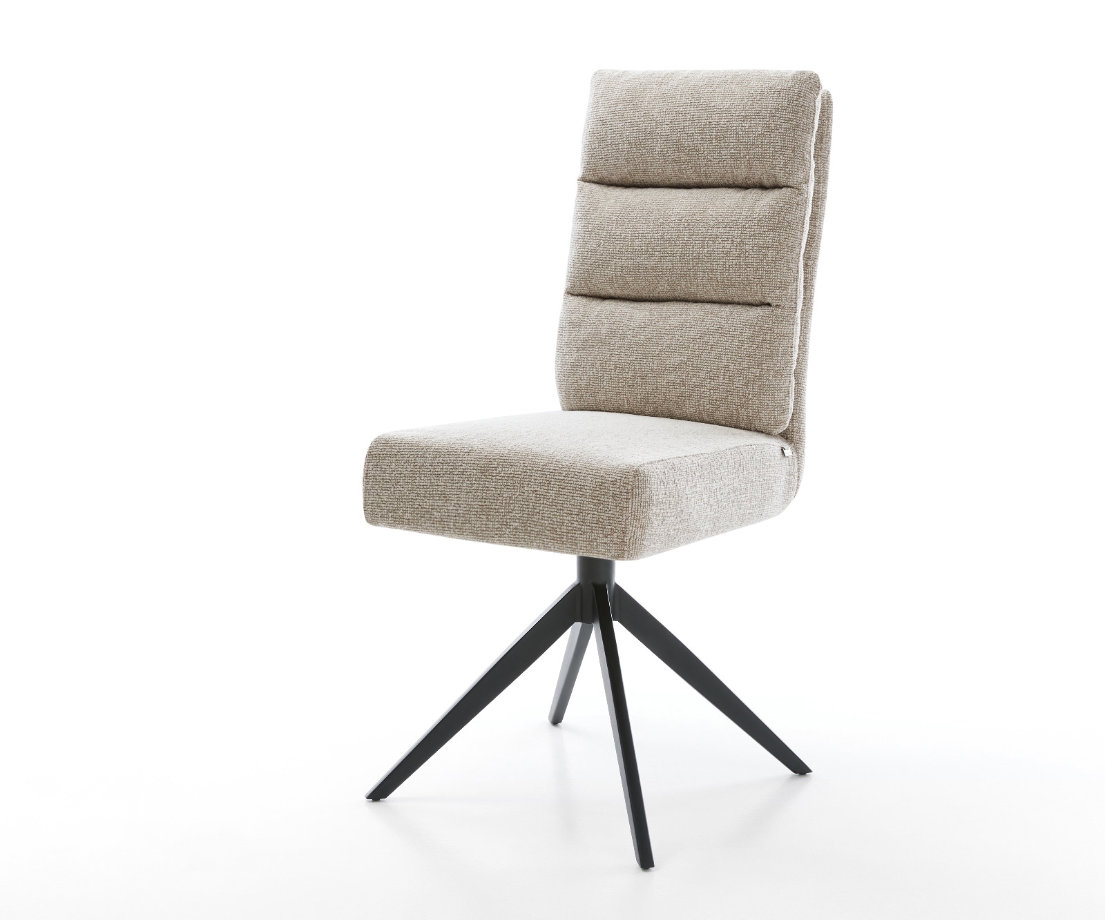 Drehstuhl Pela-Flex Webstoff Soft Beige Kreuzgestell breit Schwarz 360° drehbar Wippfunktion Taschenfederkern