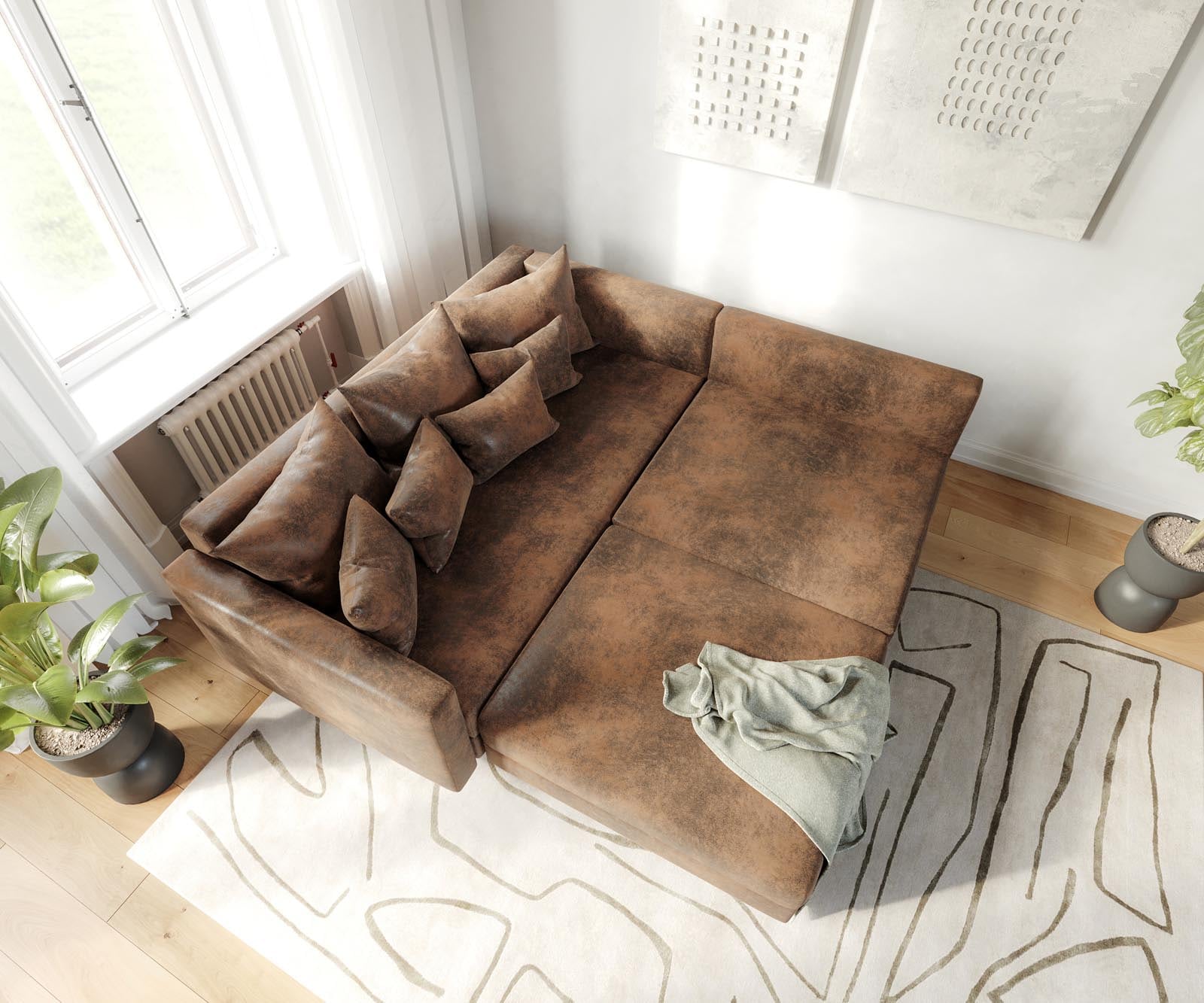 Ecksofa Clovis Braun Antik Optik modul Hocker Armlehne Ottomane Links 4 Ecksofa Clovis Braun Antik Optik modul Hocker Armlehne Ottomane Links 4