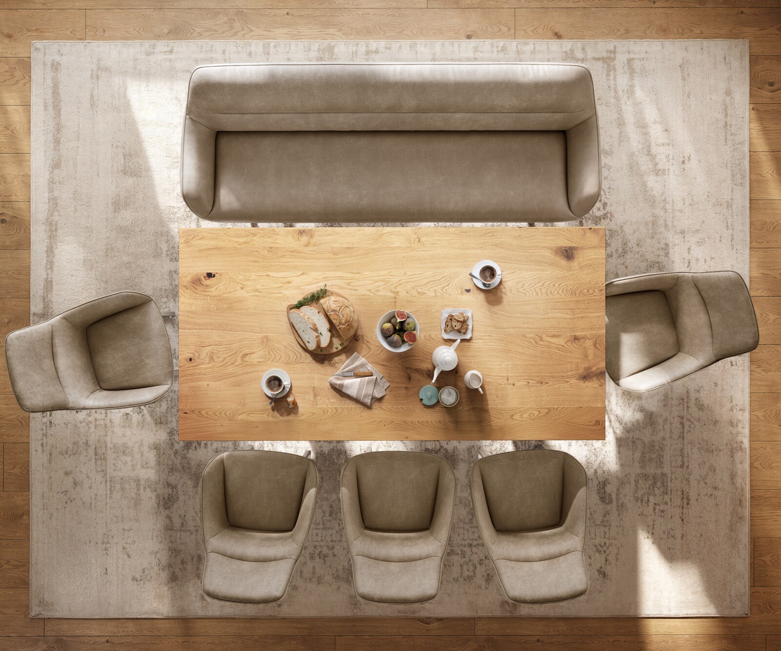 Esszimmerbank Taya-Flex 200 cm Mikrofaser Beige Vintage Kufengestell flach Edelstahl Taschenfederkern 5