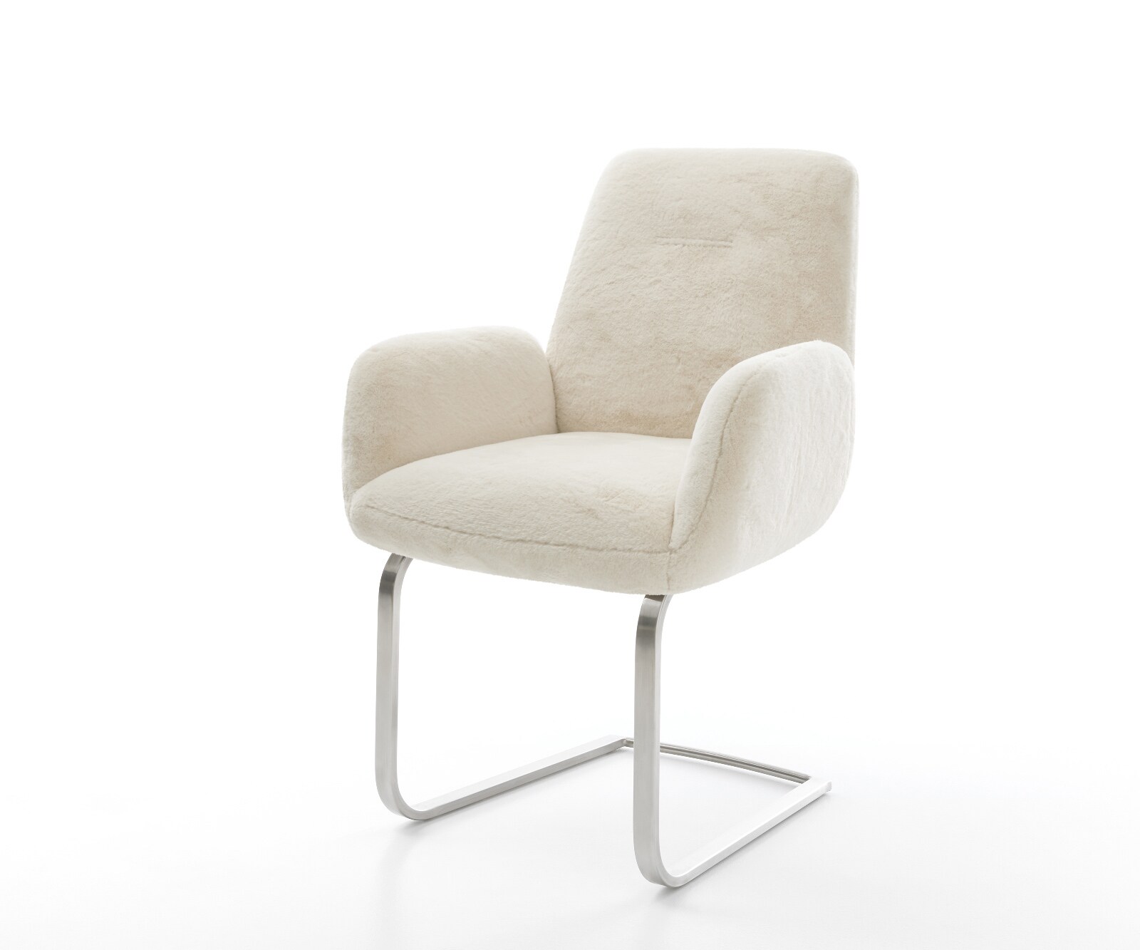 Freischwinger Zoa-Flex Plüsch Creme-Weiß Freischwinger flach Edelstahl Tasc günstig online kaufen