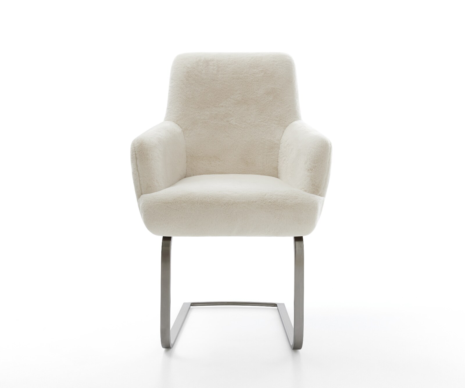 Freischwinger Heira-Flex mit Armlehnen Plüsch Creme-Weiß Freischwinger flach Graphit Taschenfederkern 1