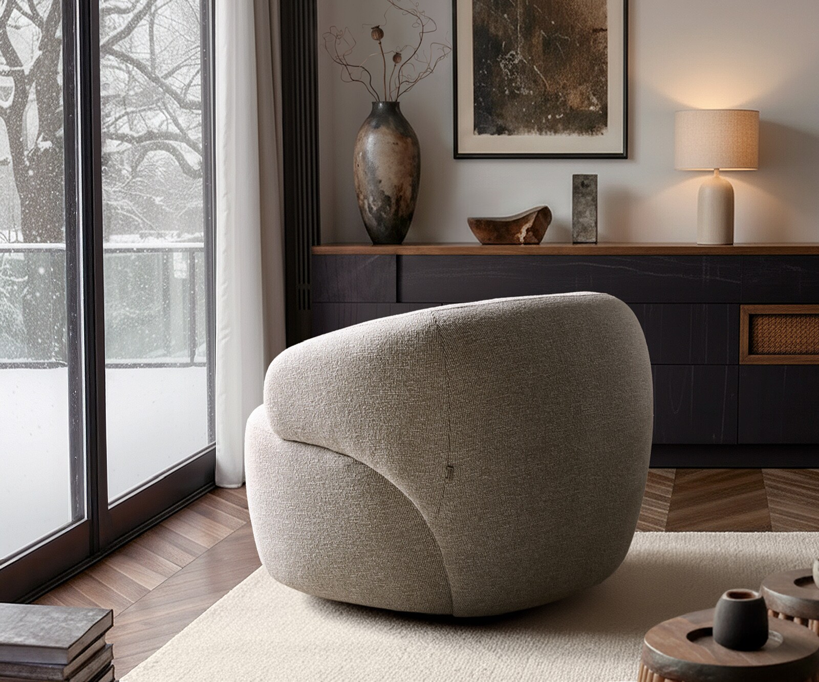 Loungesessel Nova 88x88 cm Webstoff Soft Beige 8