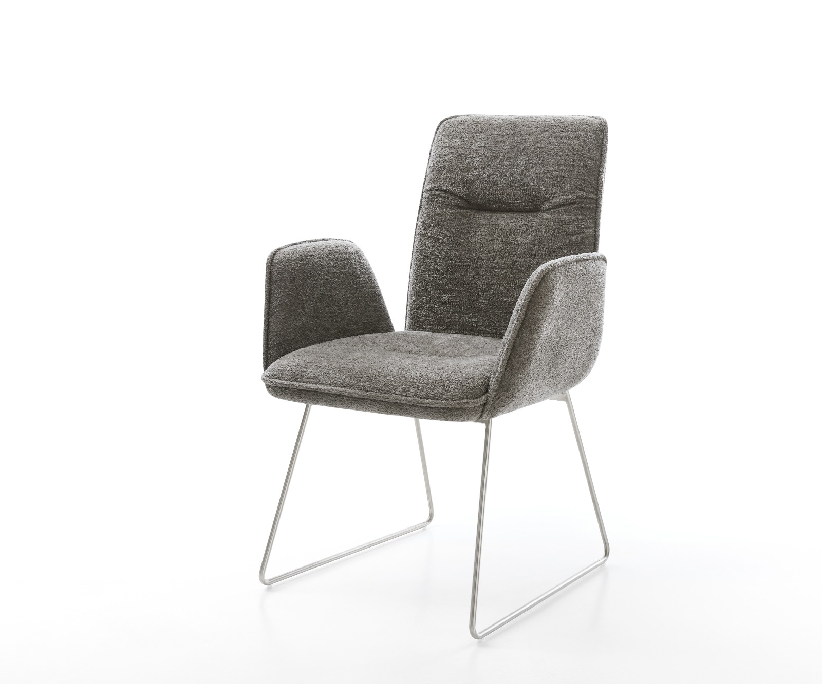 Esszimmerstuhl Vinja-Flex Bouclé Soft Schlamm Kufengestell Edelstahl