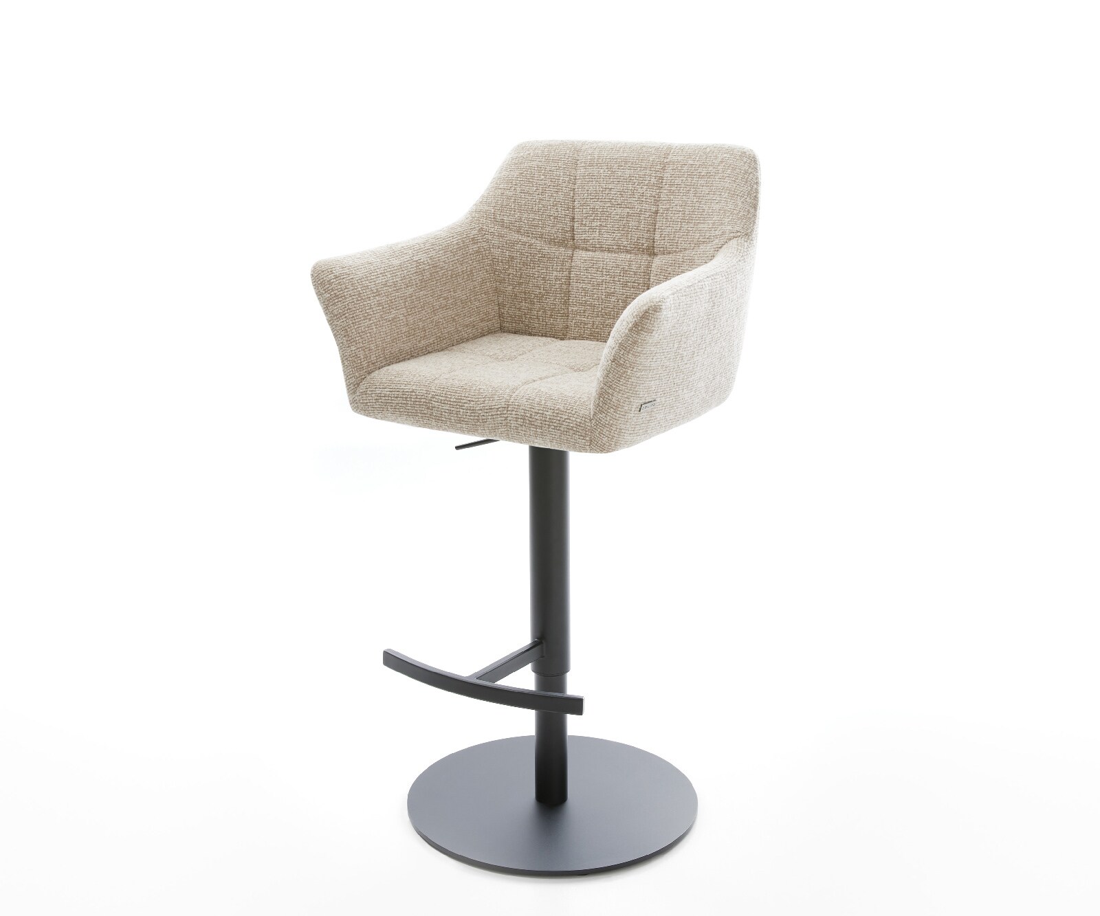 Barstuhl Yulo-Flex Webstoff Soft Beige Drehfuß höhenverstellbar Metall Schwarz 1