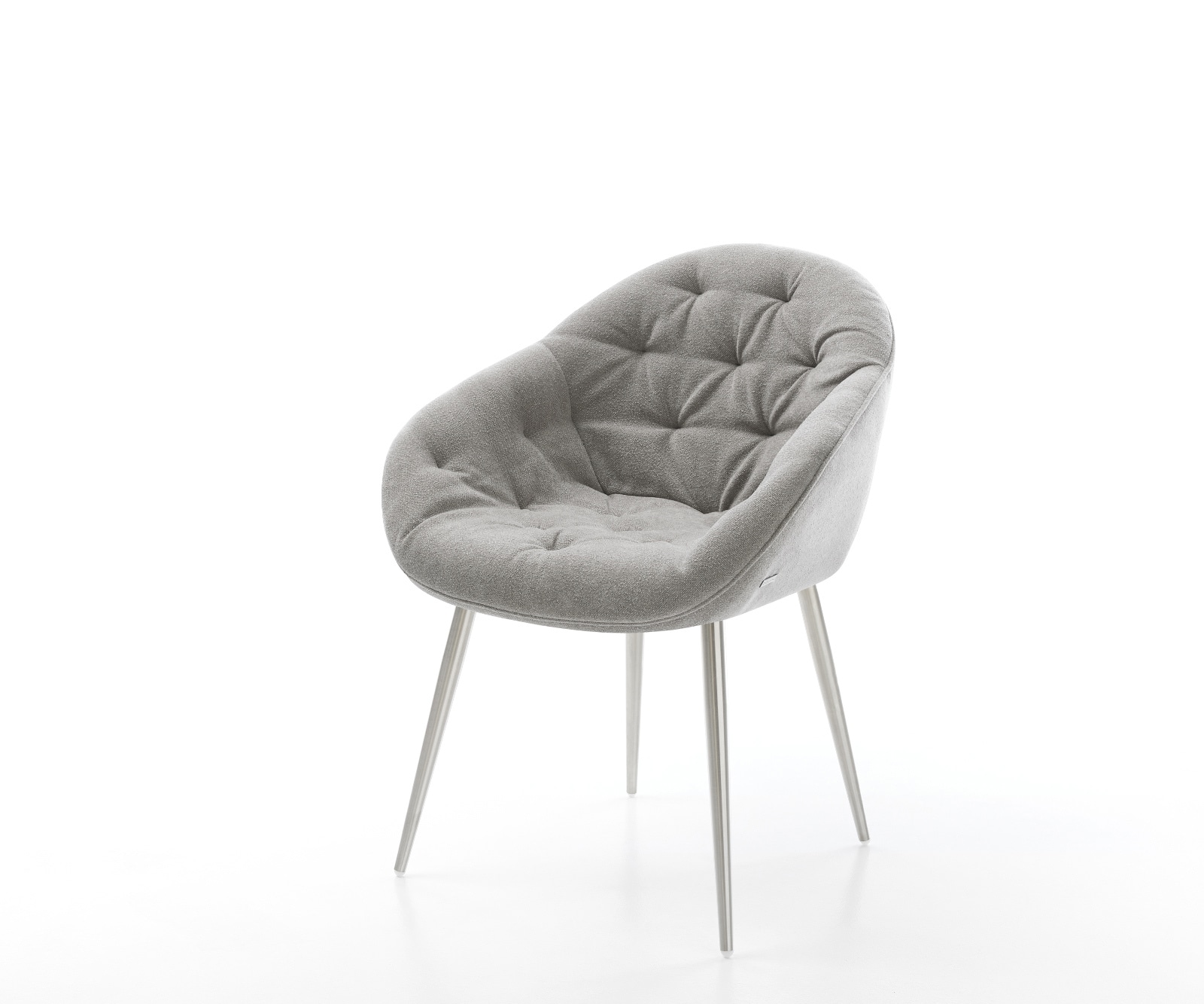 Esszimmerstuhl Gaio-Flex Strukturstoff Soft Grau 4-Fuß konisch Edelstahl
